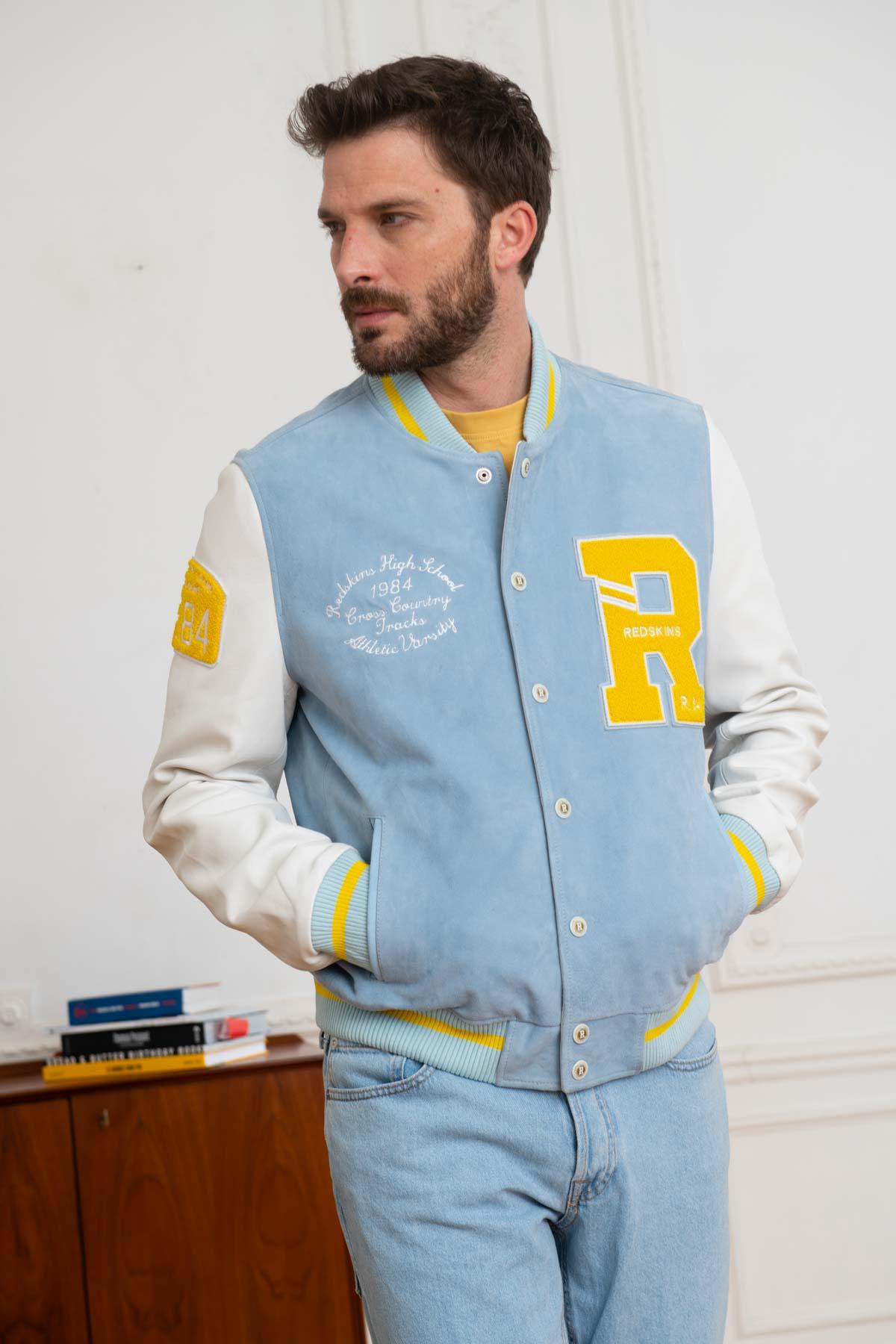 Giacche Uomo Redskins CLAN MUSTER SKY BLUE / WHITE — vista 4
