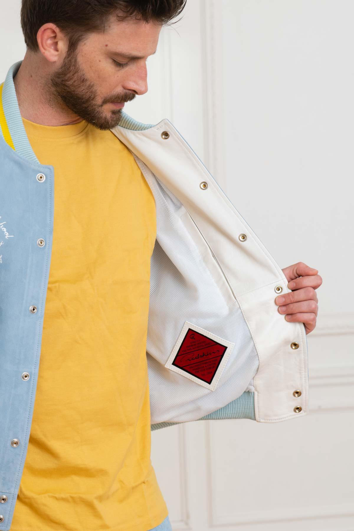 Giacche Uomo Redskins CLAN MUSTER SKY BLUE / WHITE — vista 3
