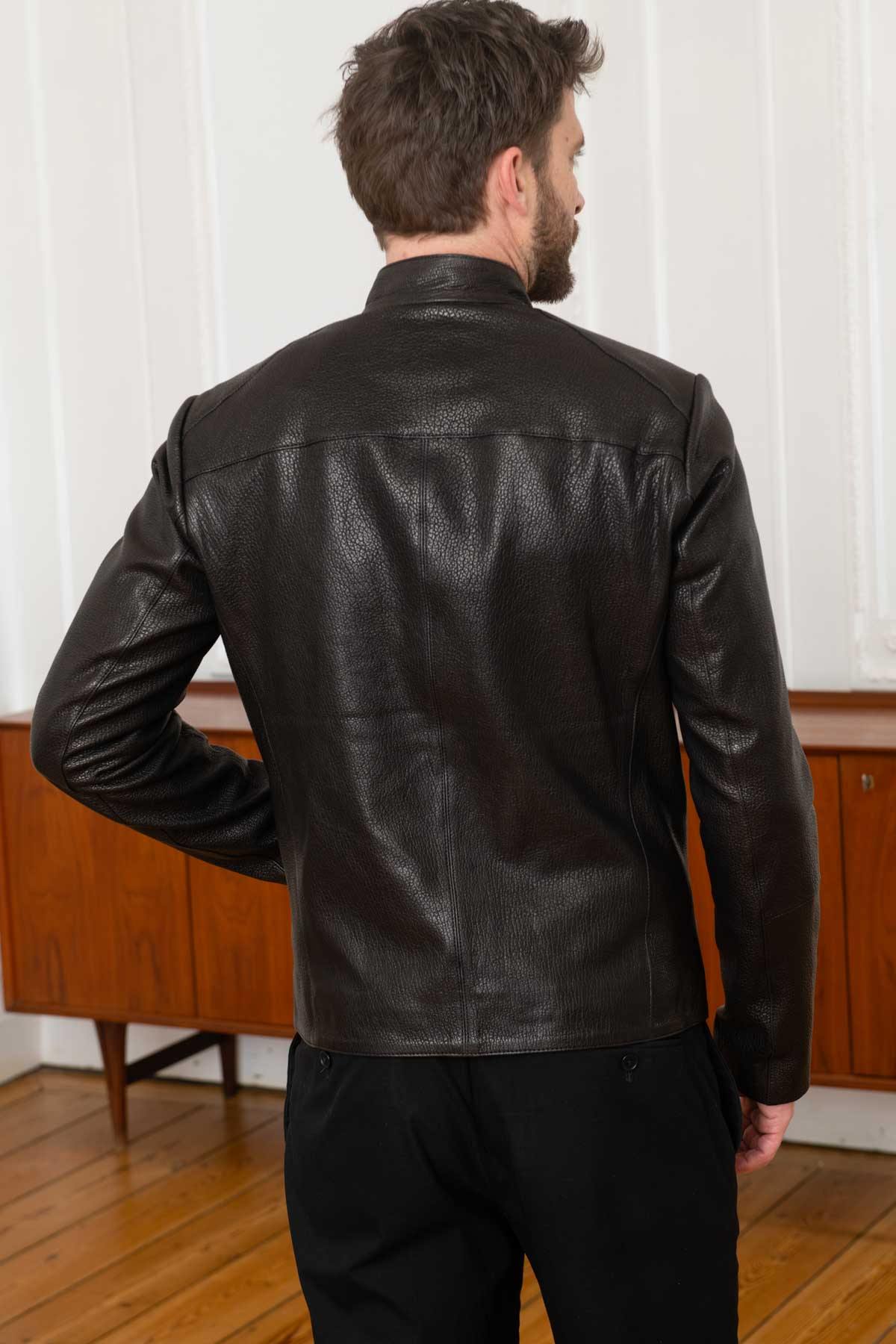Blouson Homme Univers Du Luxe MIGUEL AGNEAU NOIR JUMBO — vue 5
