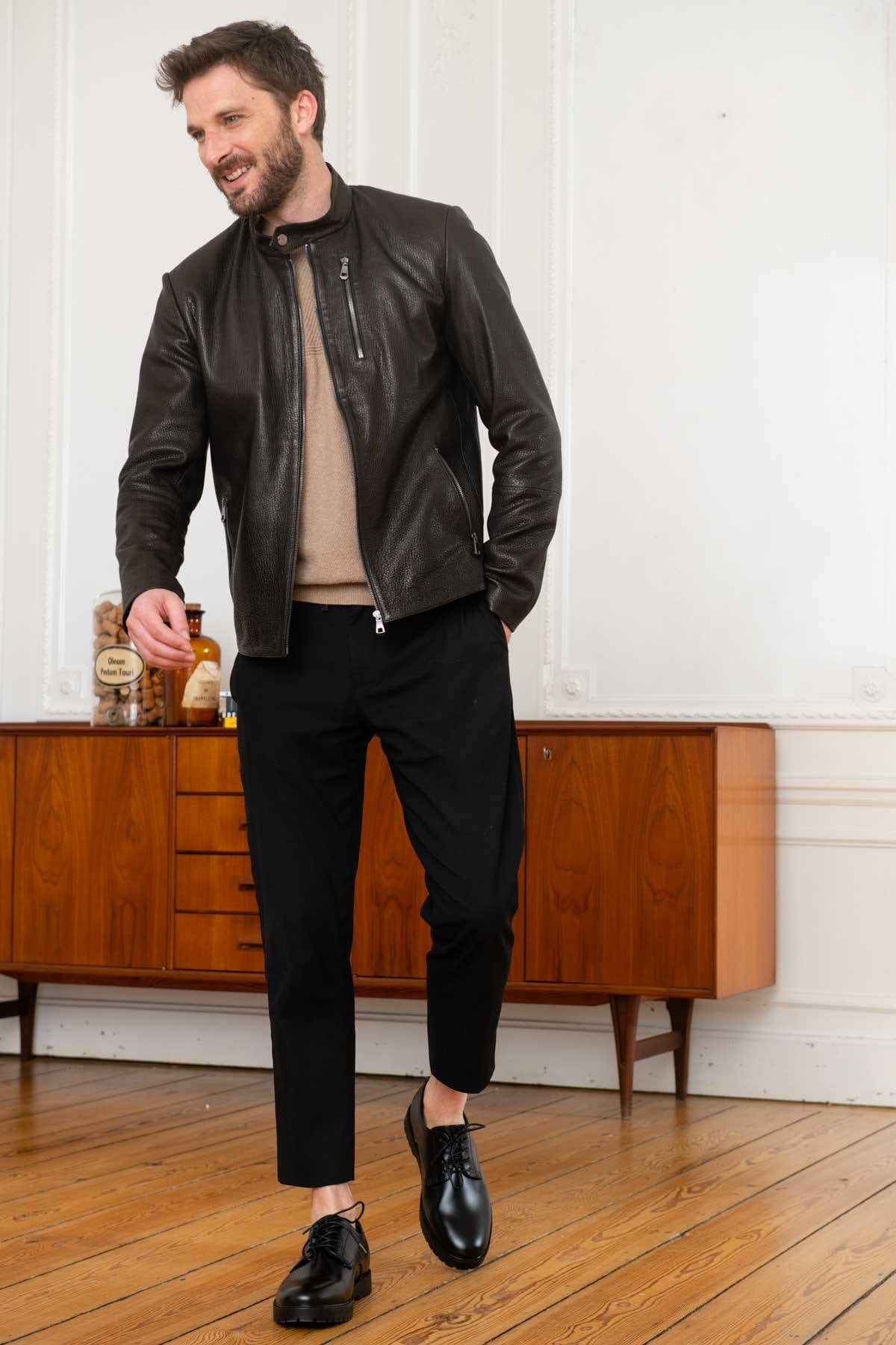 Blouson Homme Univers Du Luxe MIGUEL AGNEAU NOIR JUMBO — vue 2