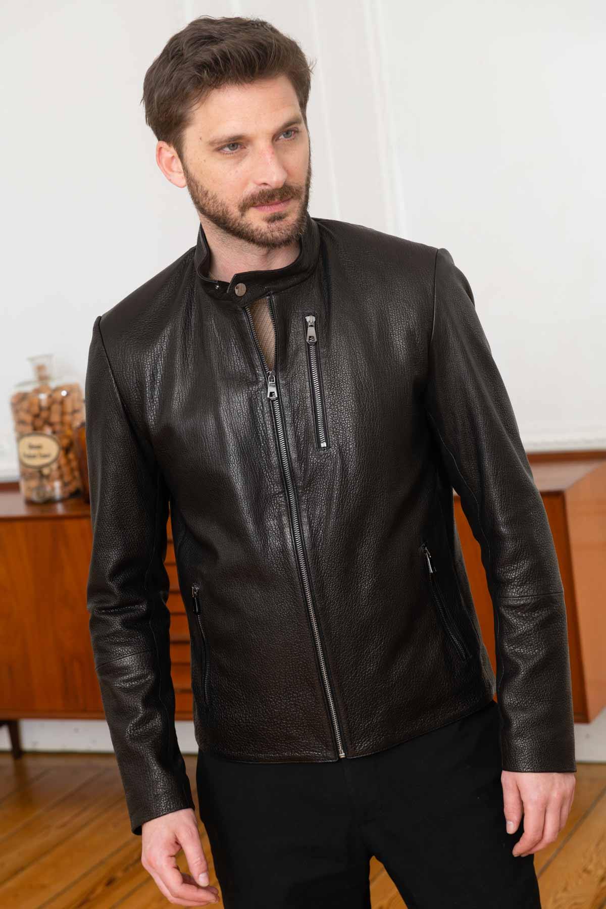 Blouson Homme Univers Du Luxe MIGUEL AGNEAU NOIR JUMBO — vue 3