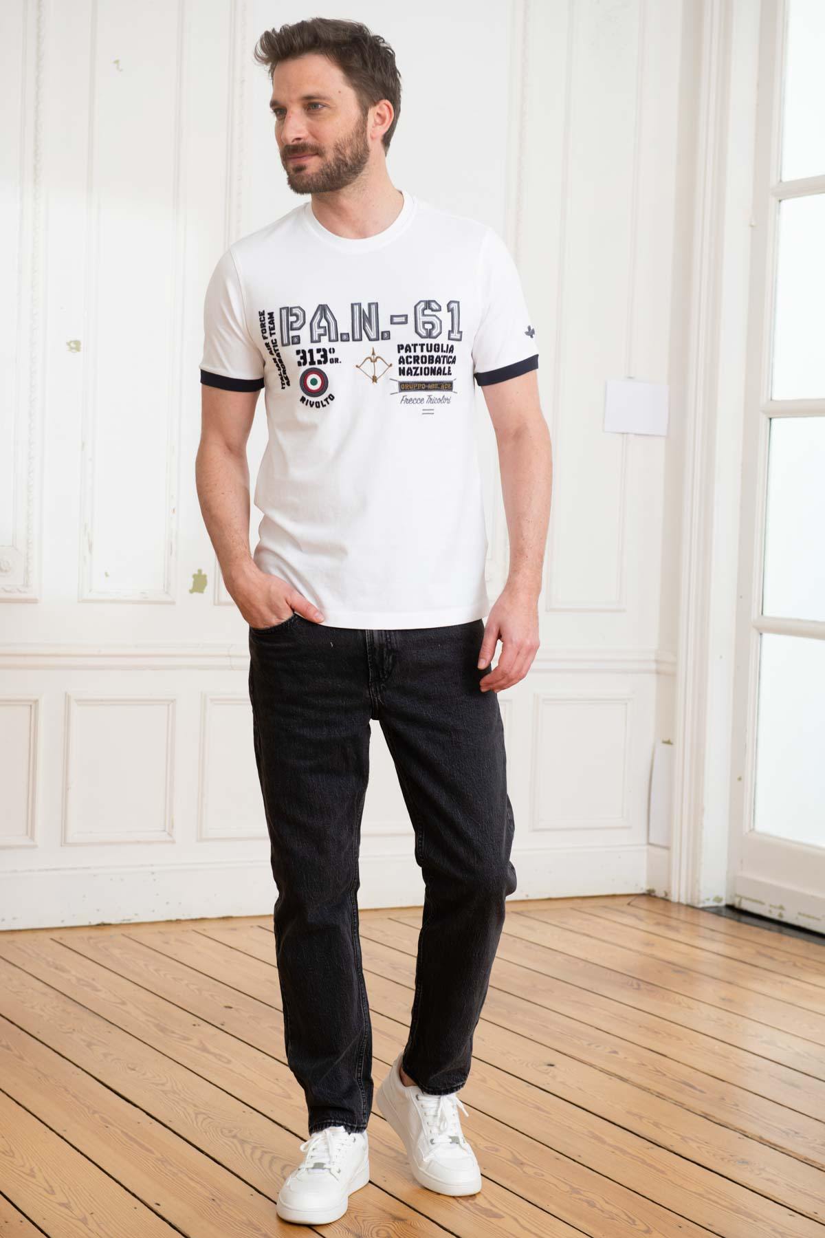 Herren T-shirt Aeronautica Militare 231TS2071J589 73062 OFF WHITE — Ansicht 3