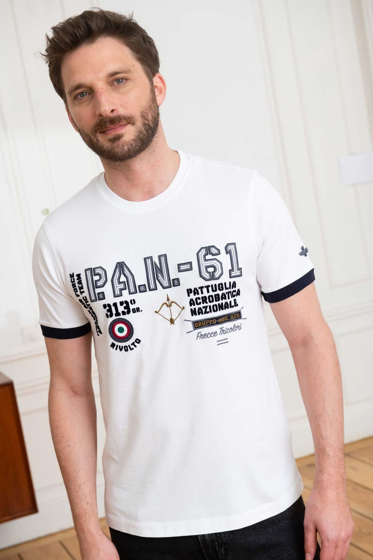 Herren T-shirt Aeronautica Militare 231TS2071J589 73062 OFF WHITE — Ansicht 1