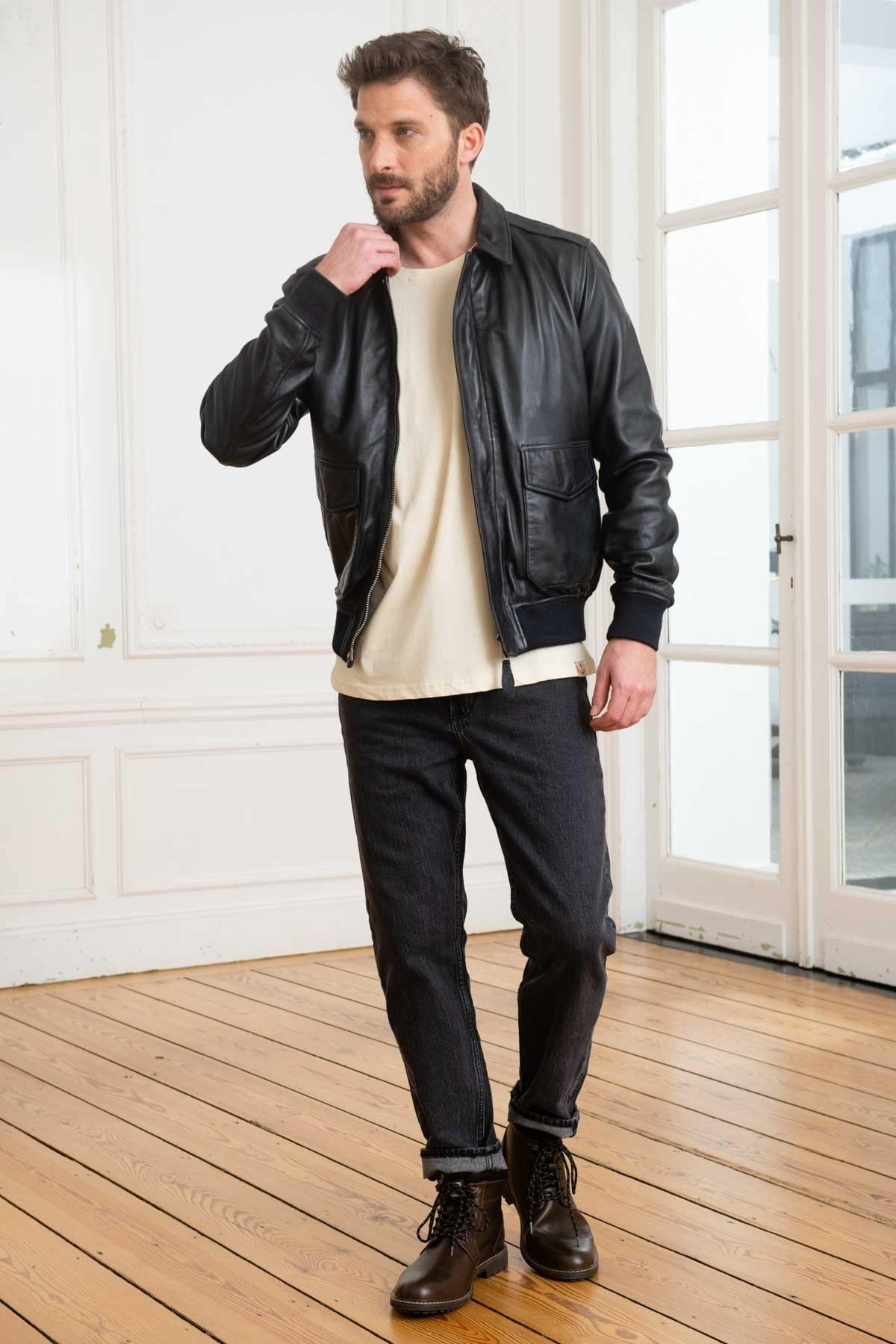 Chaqueta Hombre Schott LCFLIGHTWX NAVY — vista 2