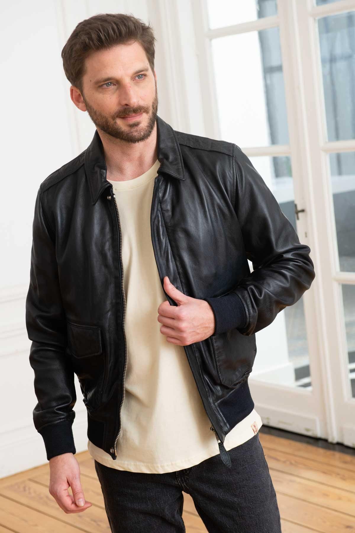 Chaqueta Hombre Schott LCFLIGHTWX NAVY — vista 1