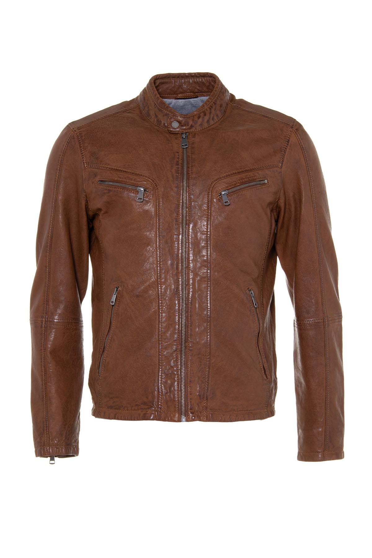 Herren Jacke Cityzen Antalya Cognac Leder Jackde