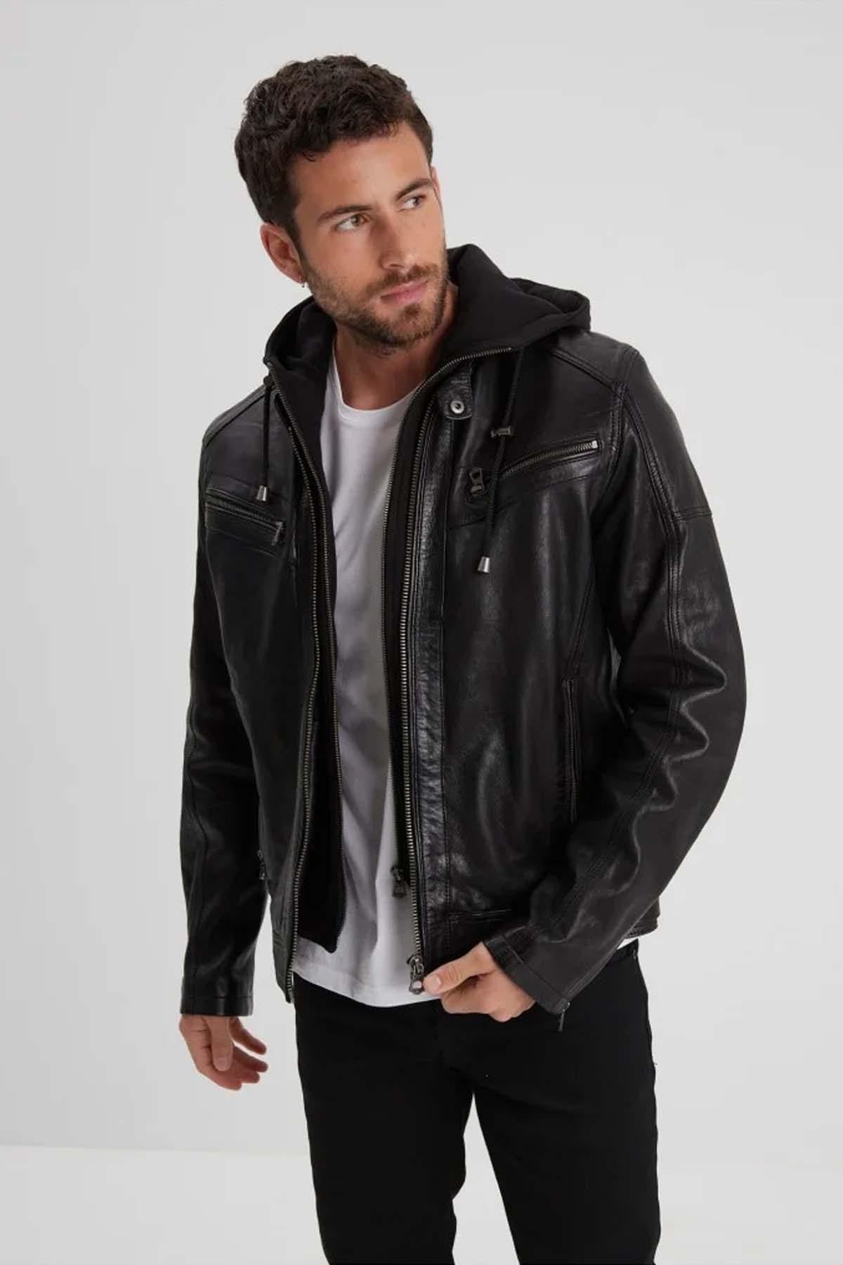 Giacche Uomo Daytona BISHOP HOOD LAMB PAOLO BLACK — vista 3