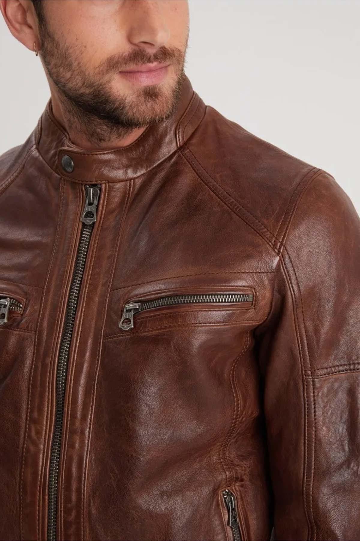 Giacche Uomo Daytona BISHOP HOOD LAMB PAOLO DARK COGNAC — vista 9
