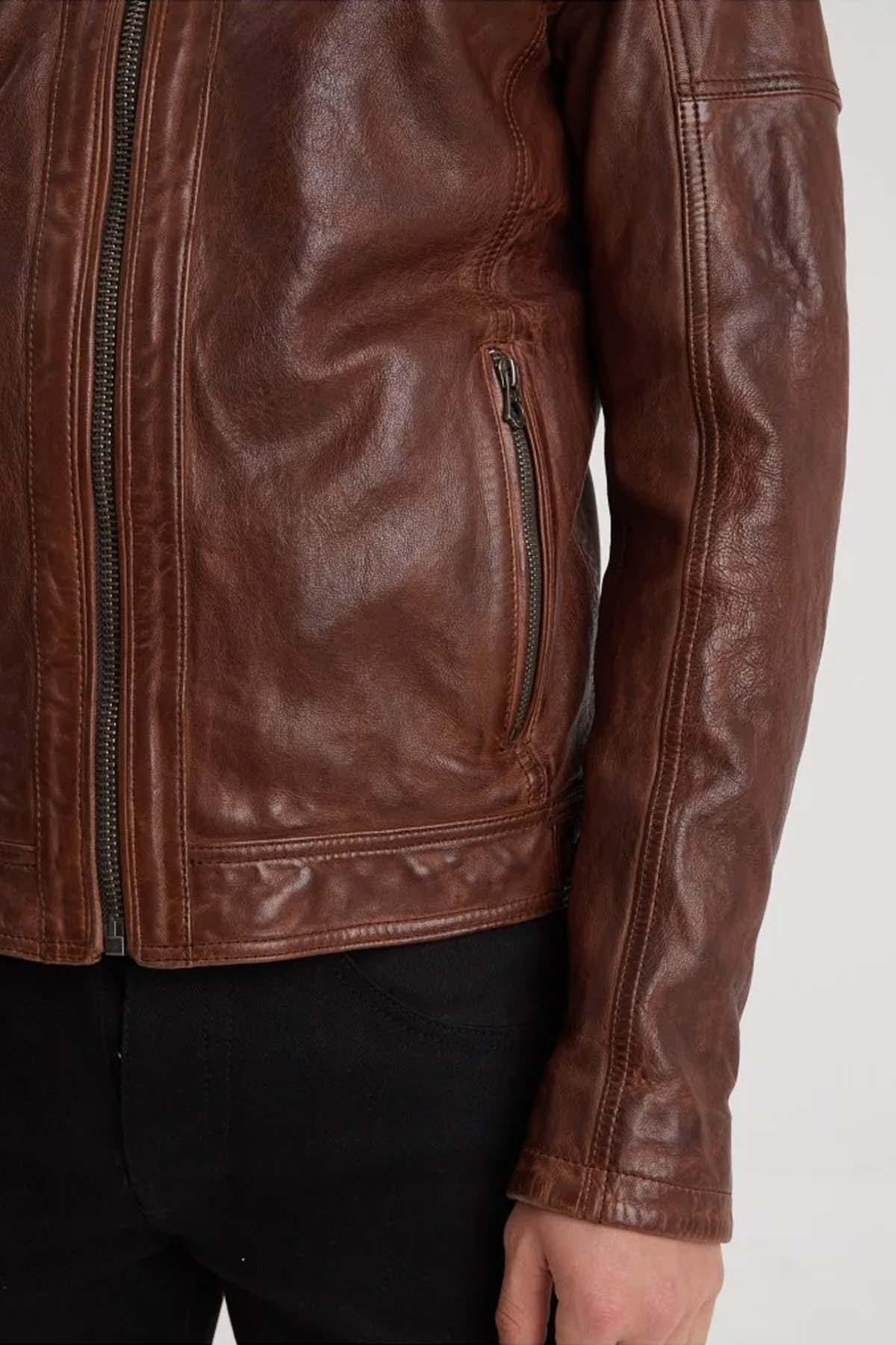 Giacche Uomo Daytona BISHOP HOOD LAMB PAOLO DARK COGNAC — vista 10