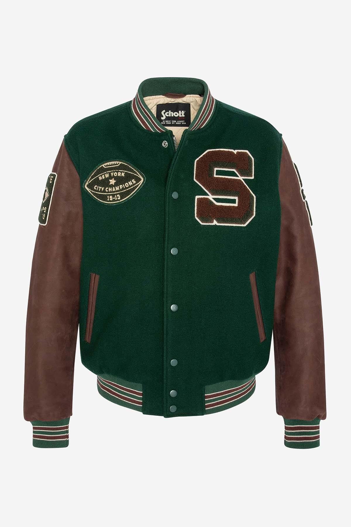 Blouson Homme Schott LCTEDDYBD2 GREEN/CORDOVAN — vue 6