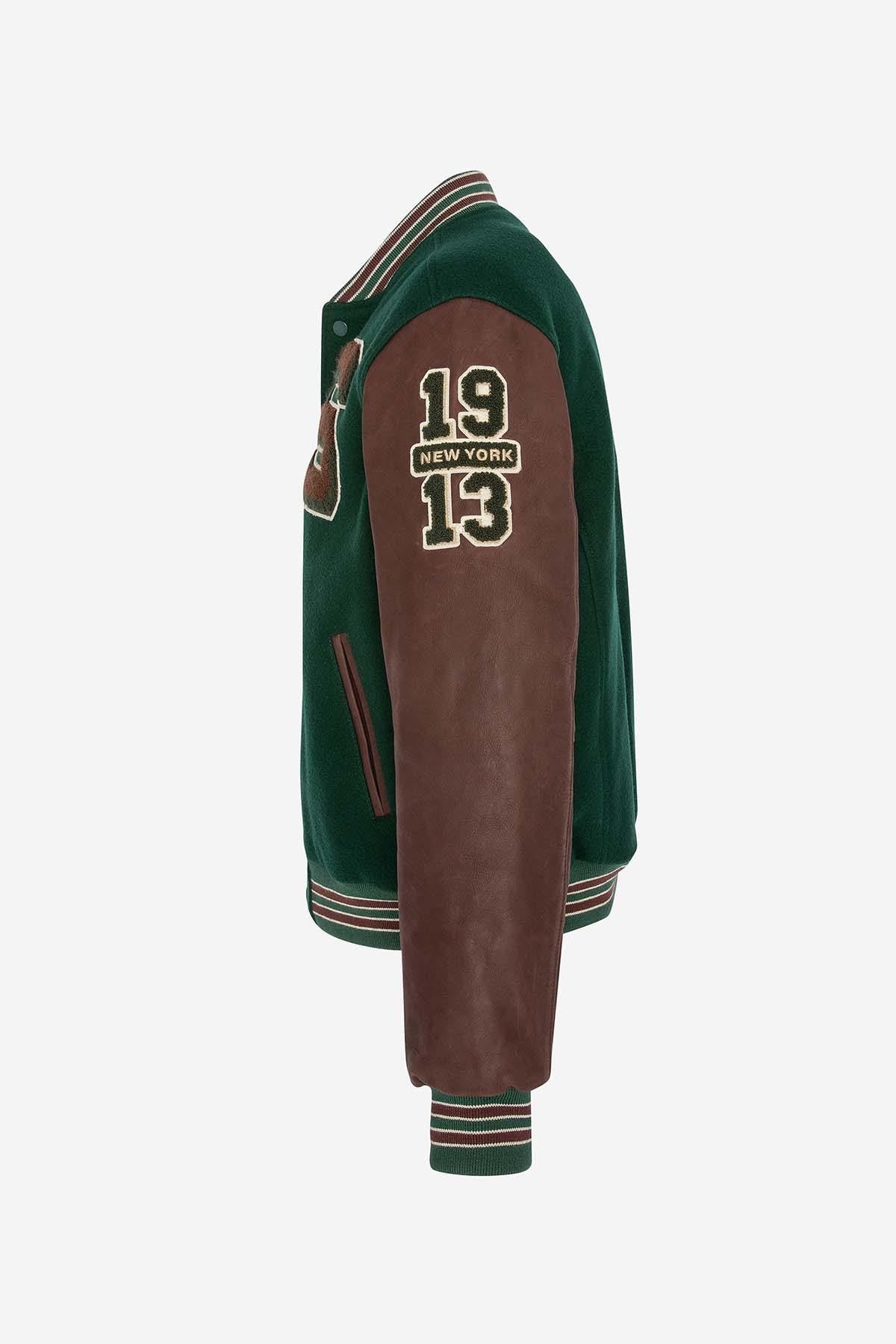 Blouson Homme Schott LCTEDDYBD2 GREEN/CORDOVAN — vue 7
