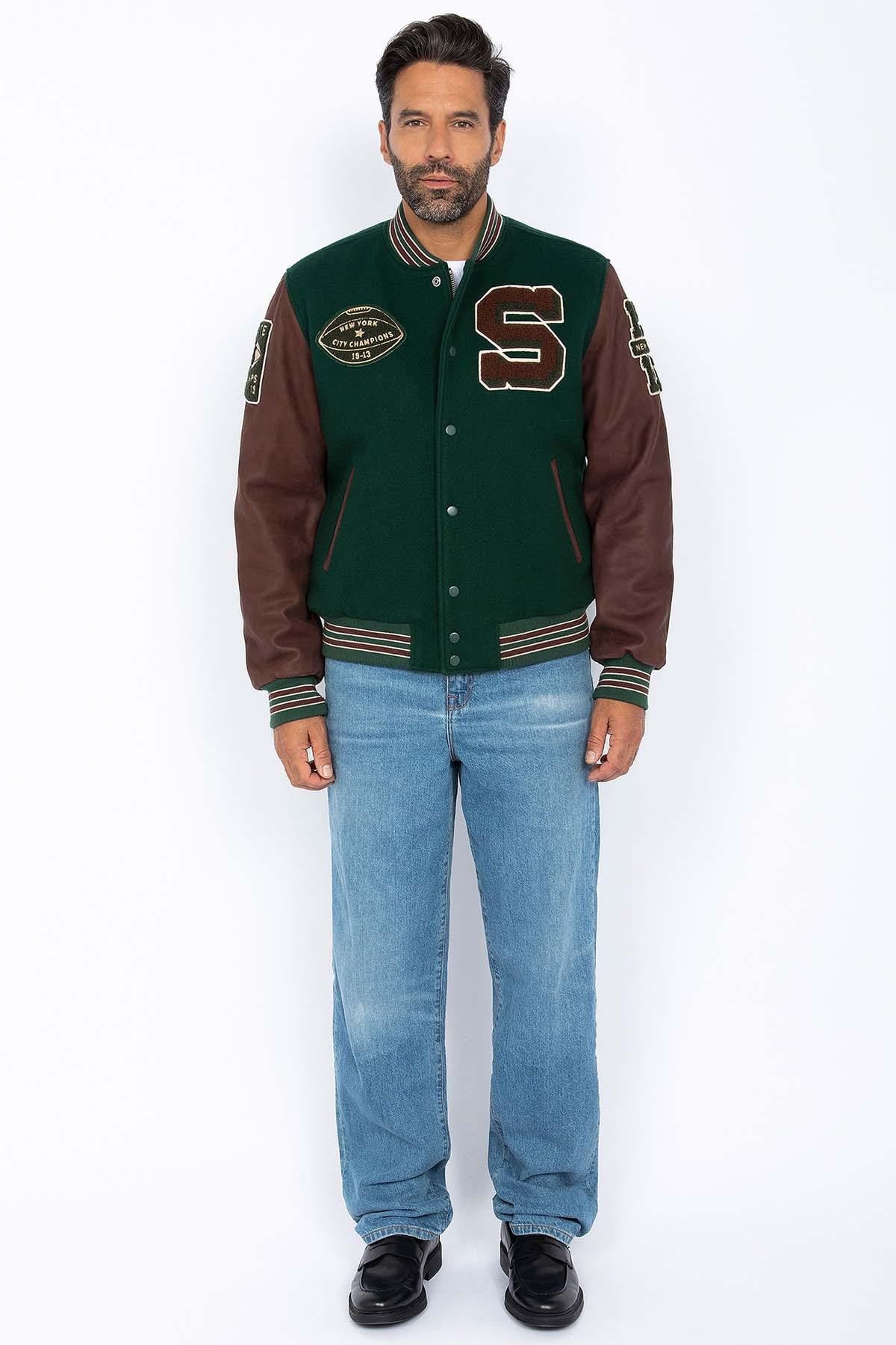 Blouson Homme Schott LCTEDDYBD2 GREEN/CORDOVAN — vue 2