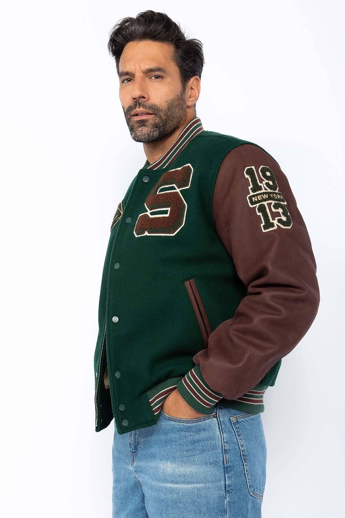 Blouson Homme Schott LCTEDDYBD2 GREEN/CORDOVAN — vue 1