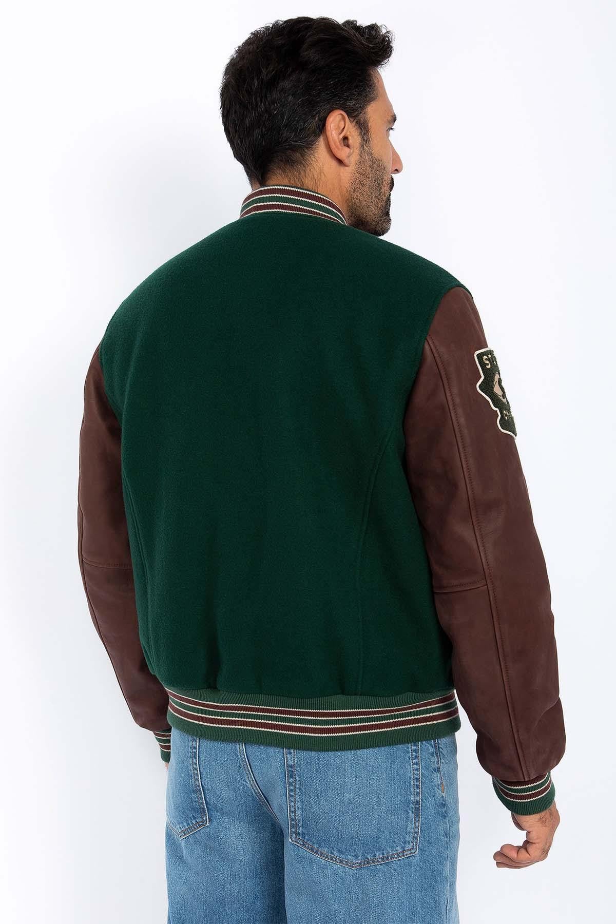 Blouson Homme Schott LCTEDDYBD2 GREEN/CORDOVAN — vue 4