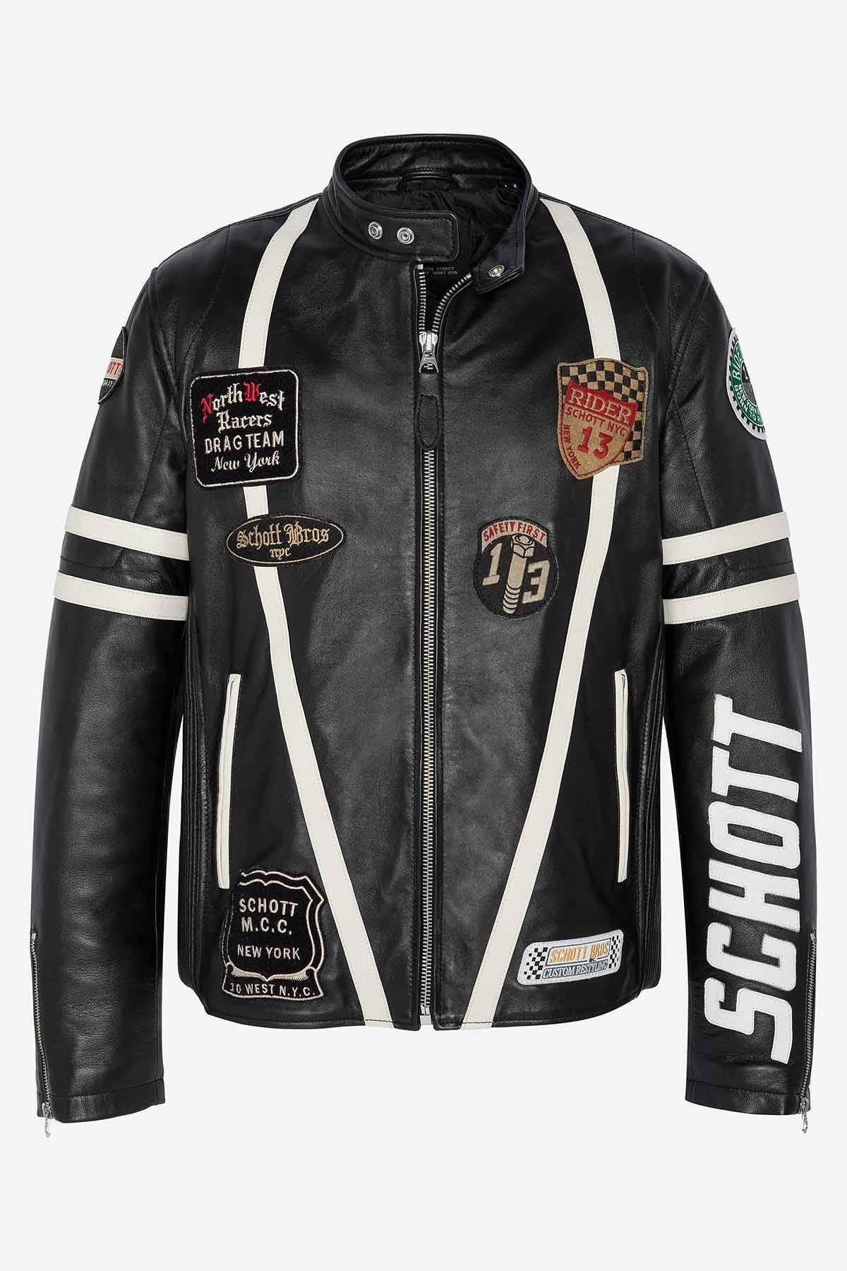 Giacche Uomo Schott LCBIKERBADGE BLACK — vista 8