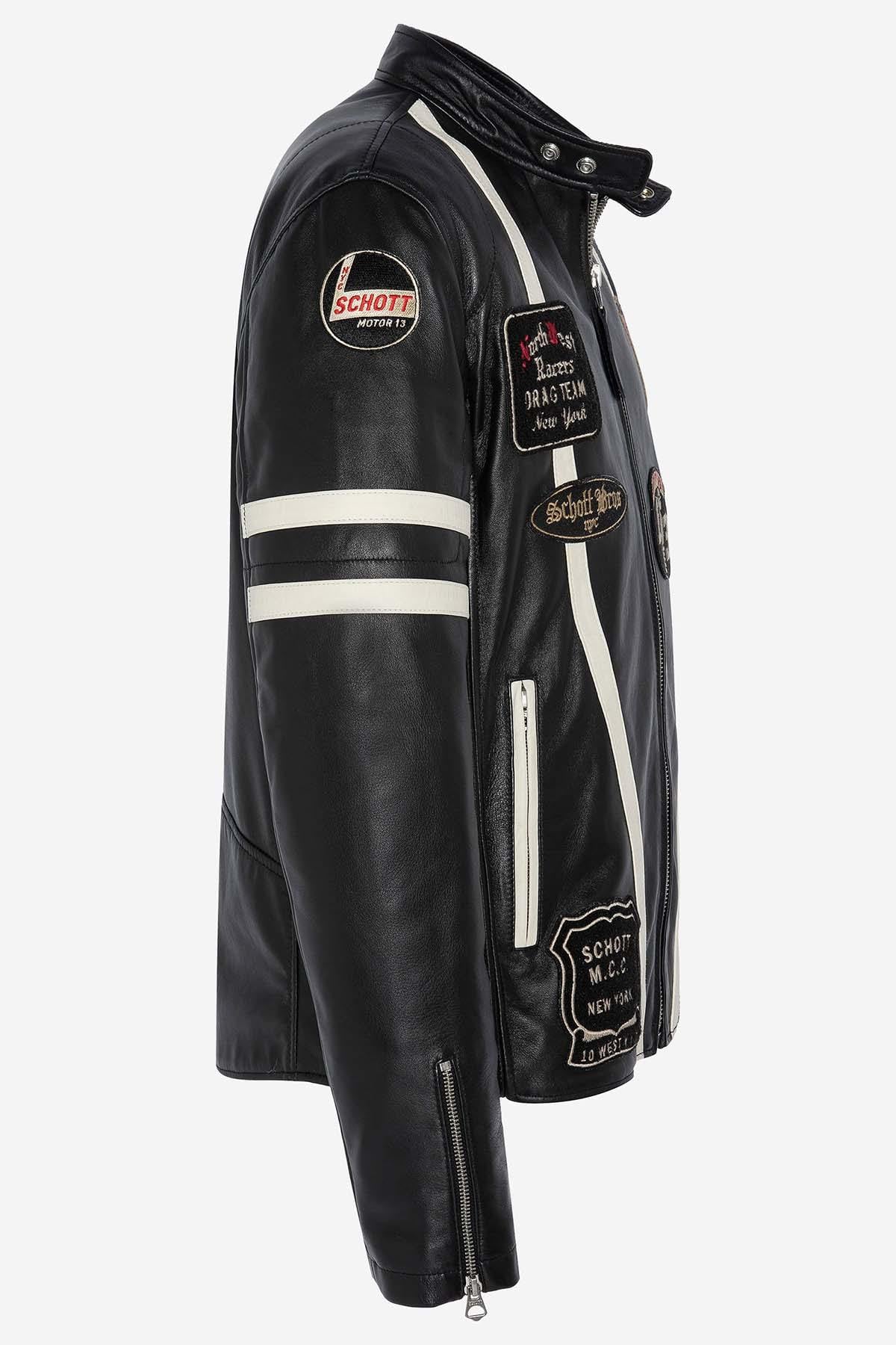Giacche Uomo Schott LCBIKERBADGE BLACK — vista 10