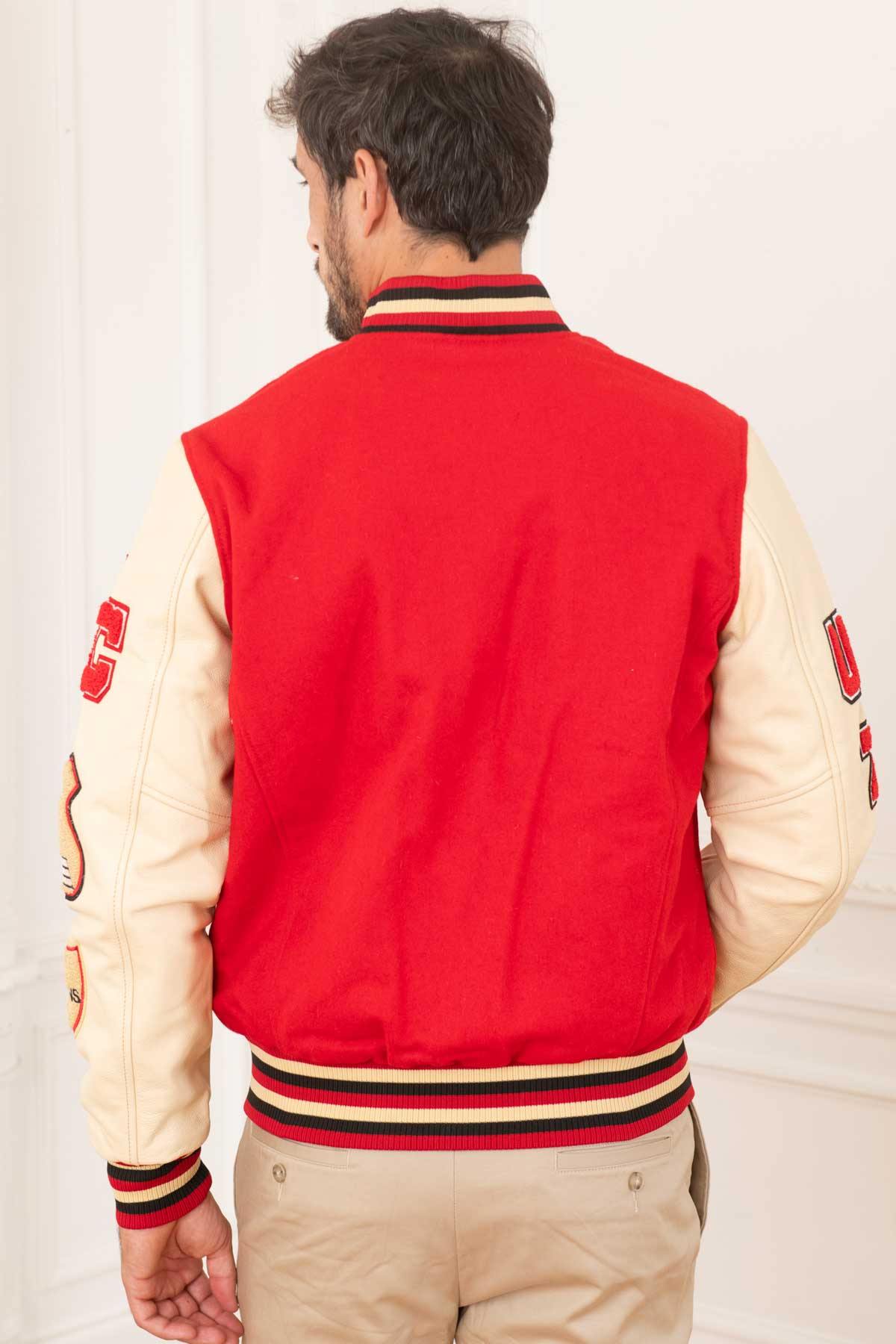 Blouson Homme American College AC-10 RED BEIGE — vue 5