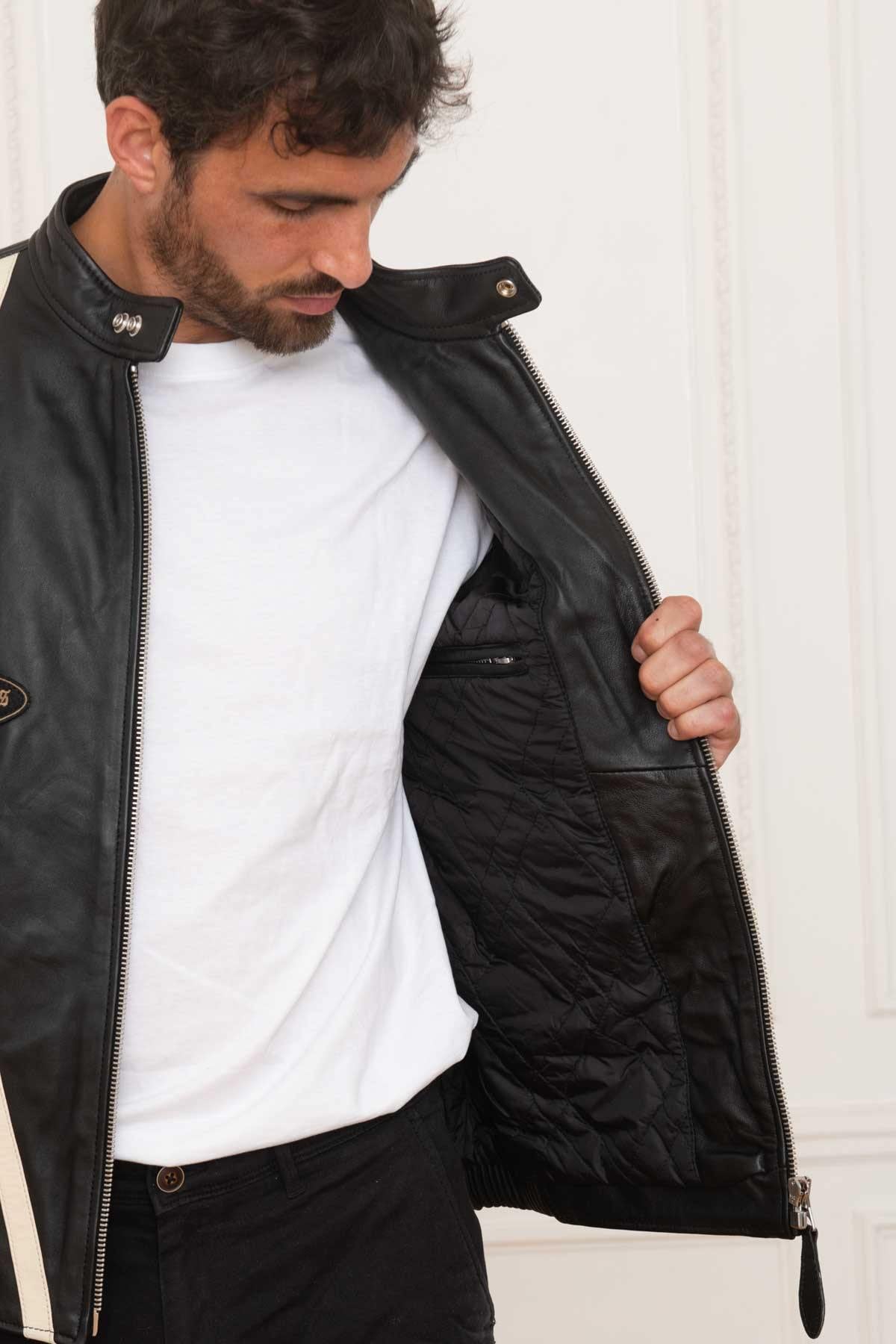 Giacche Uomo Schott LCBIKERBADGE BLACK — vista 5