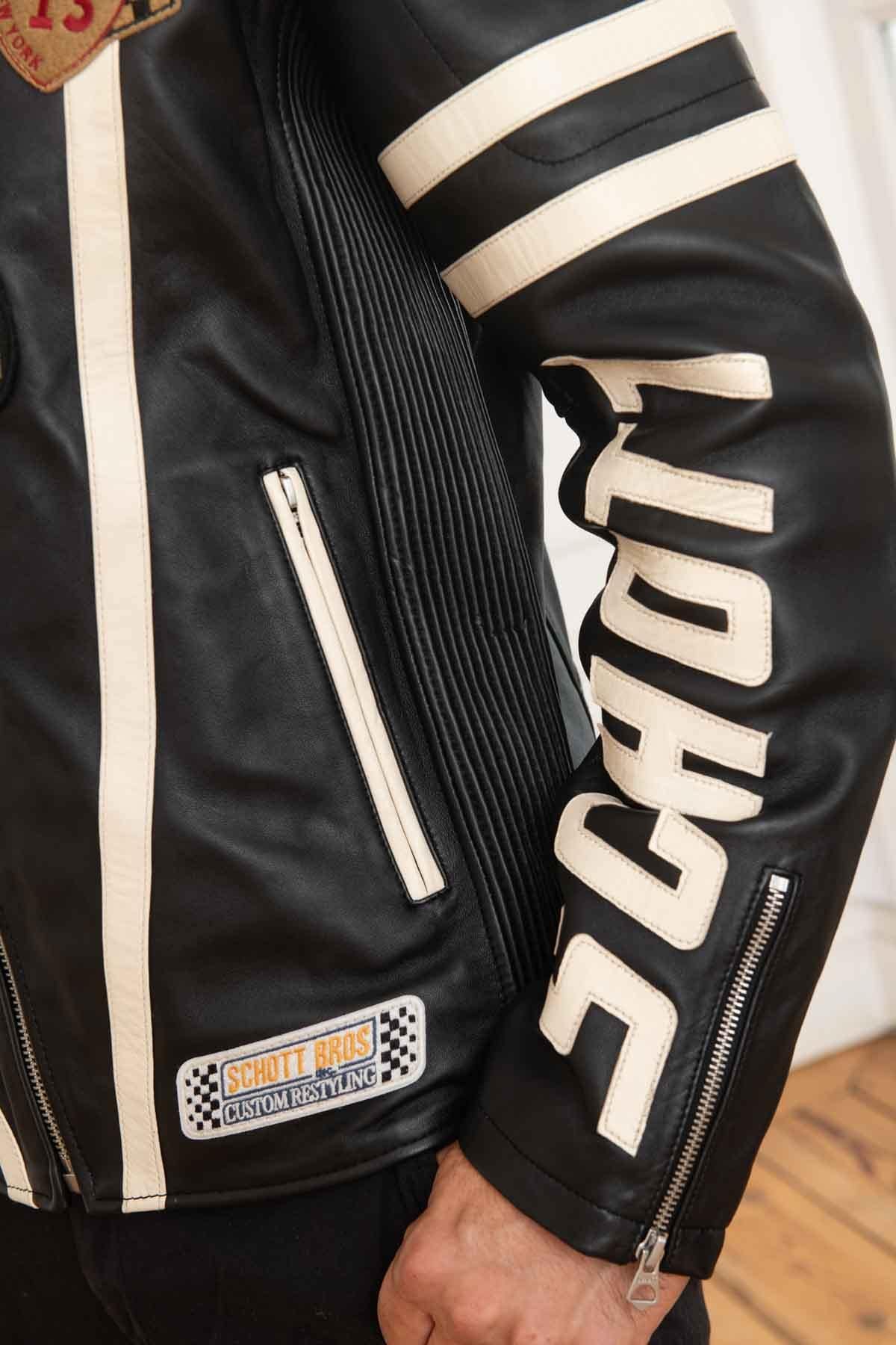 Giacche Uomo Schott LCBIKERBADGE BLACK — vista 6