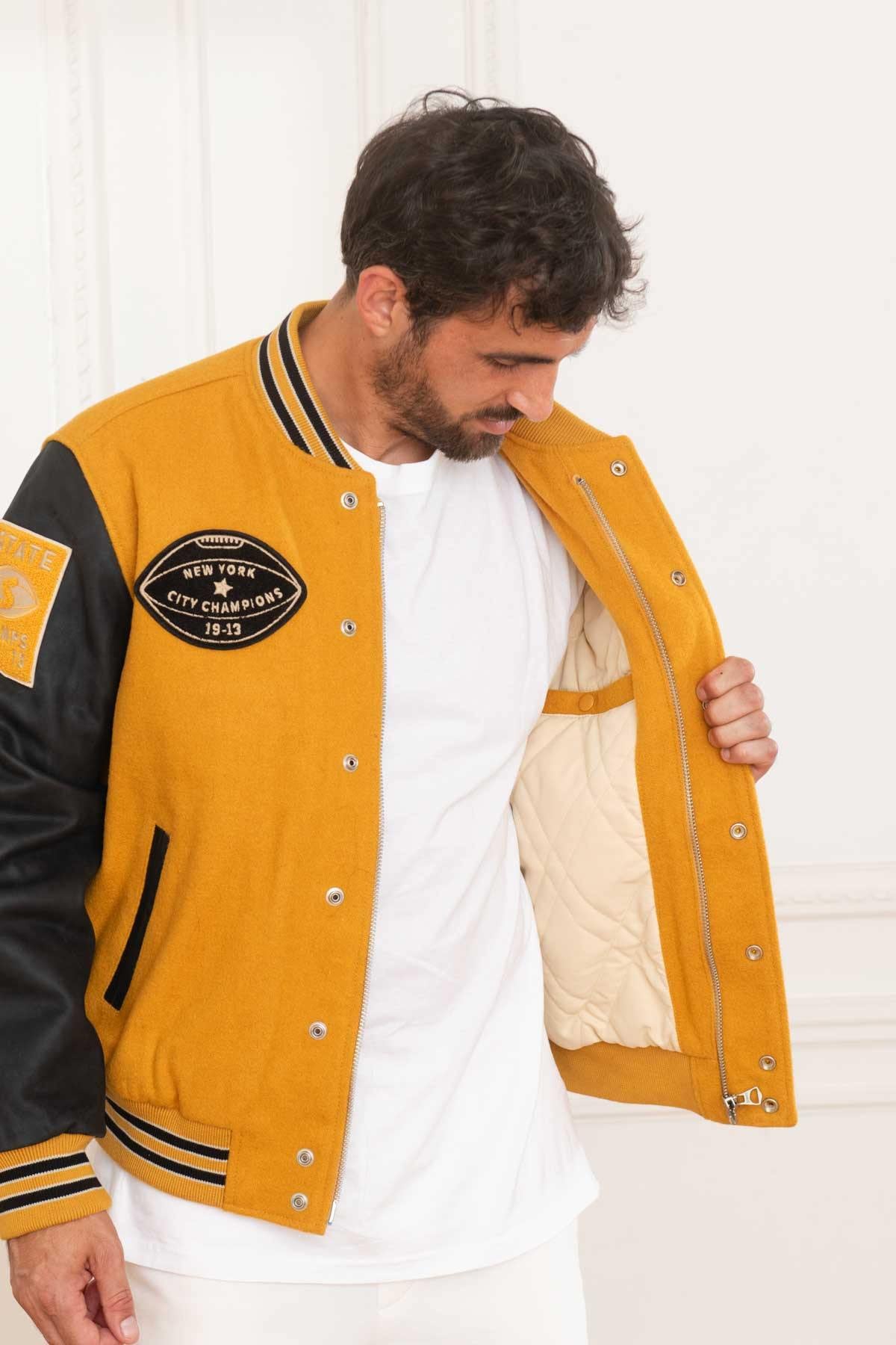 Herren Jacke Schott LCTEDDYBD2 YELLOW/BLACK — Ansicht 4