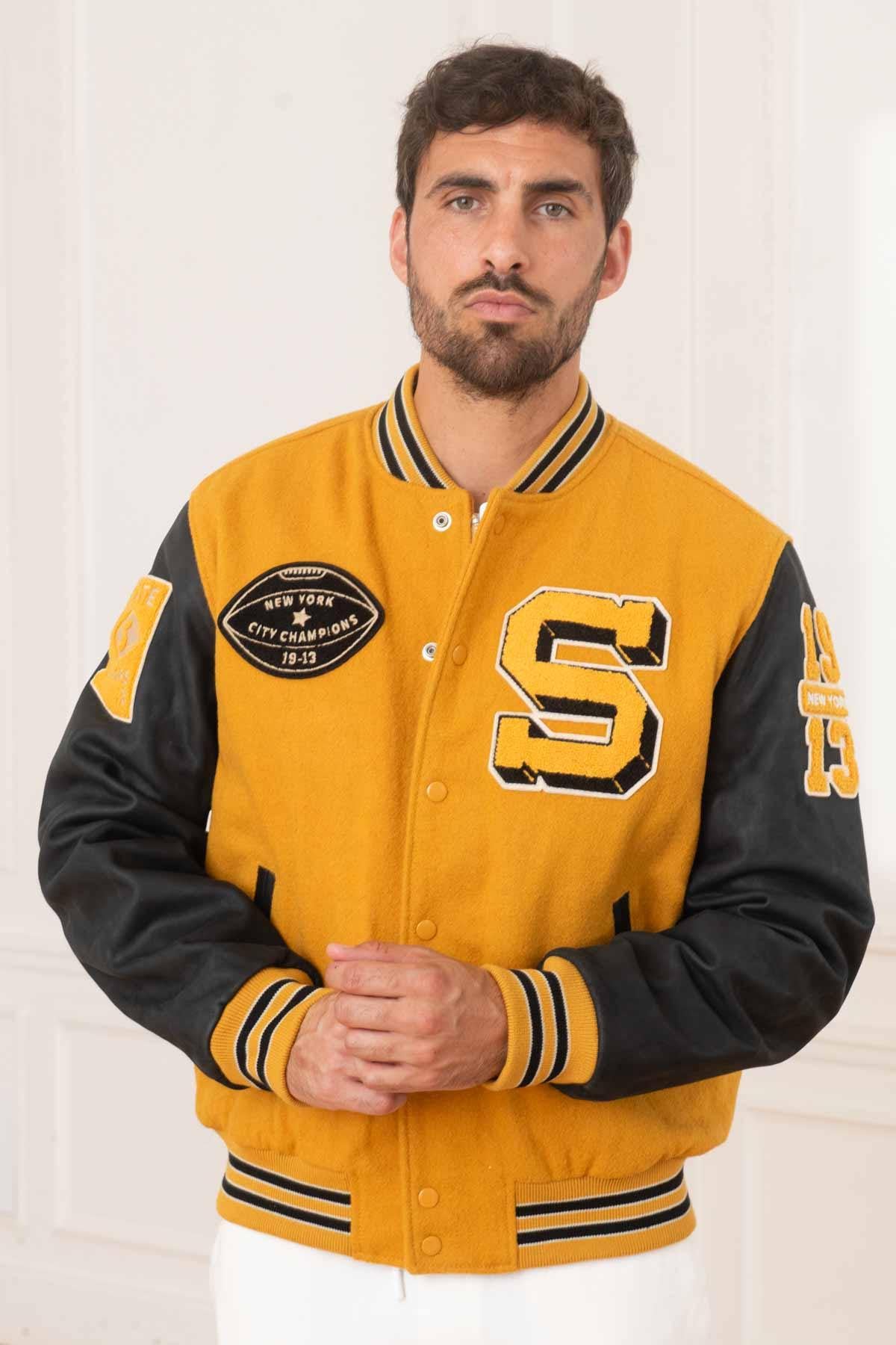 Herren Jacke Schott LCTEDDYBD2 YELLOW/BLACK — Ansicht 3