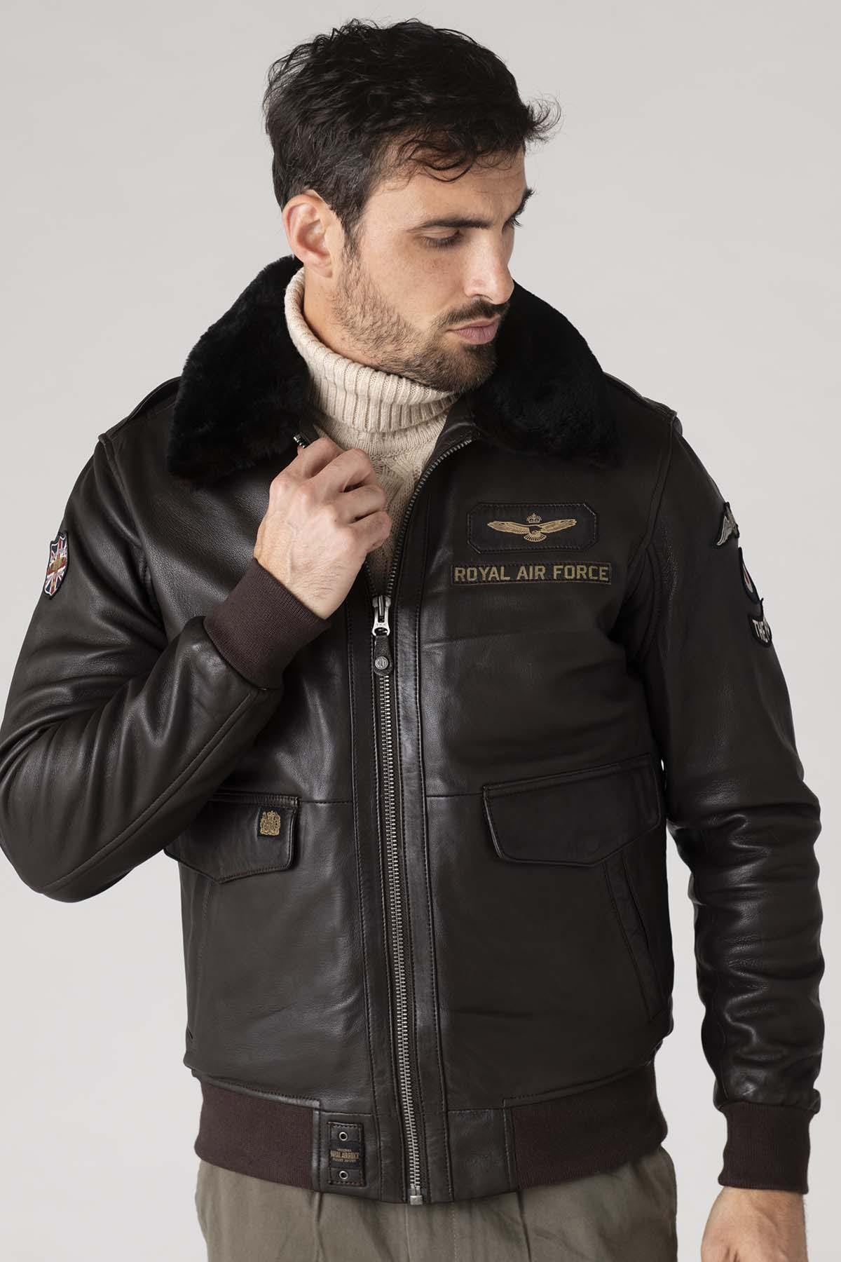 Chaqueta Hombre Royal Air Force BERLINER DARK BROWN — vista 3