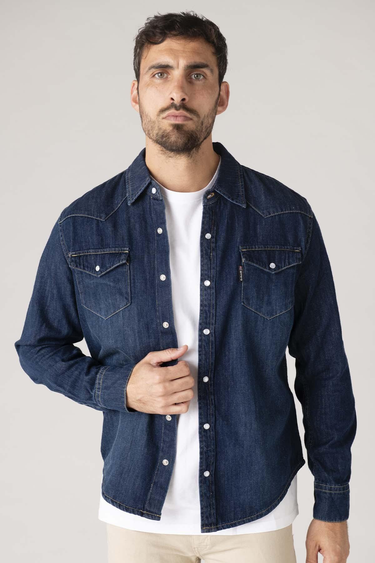 Camisa Hombre Schott SHTULSA BLUE — vista 1