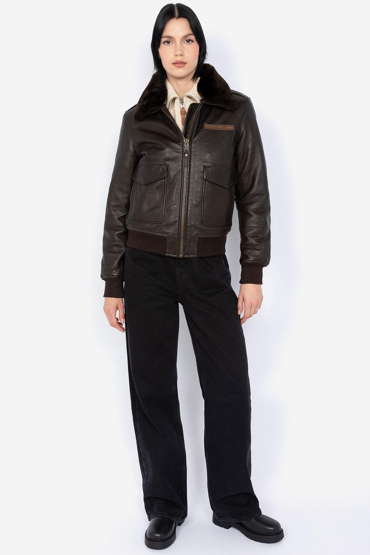 Giacche Donna Schott LCWLISAX DARK BROWN — vista 2