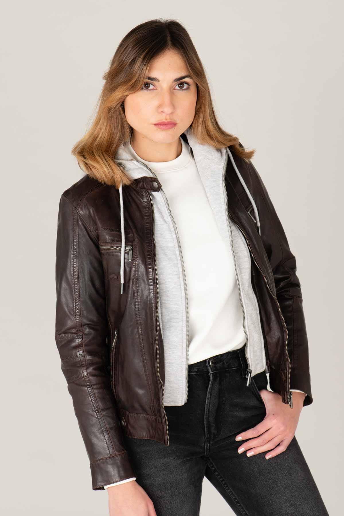 Blouson Femme Rose Garden SILENE HOOD SHEEP AOSTA REDDISH BROWN — vue 5