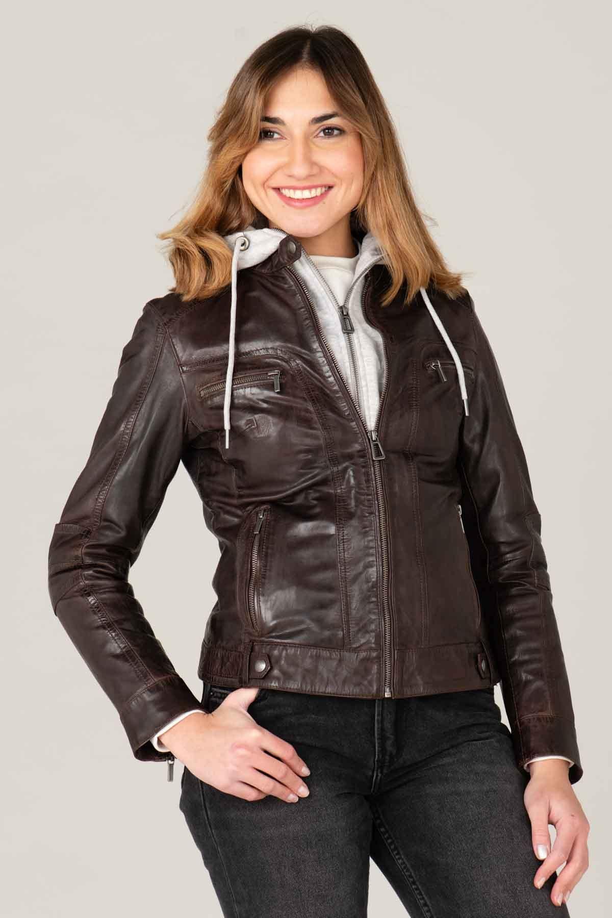 Blouson Femme Rose Garden SILENE HOOD SHEEP AOSTA REDDISH BROWN — vue 1