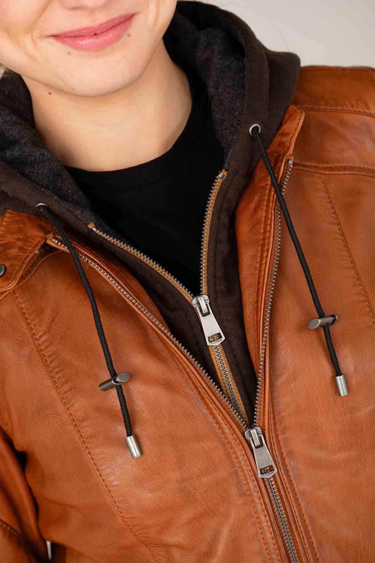 Damen Jacke Cityzen ISABELA HOOD COGNAC — Ansicht 3