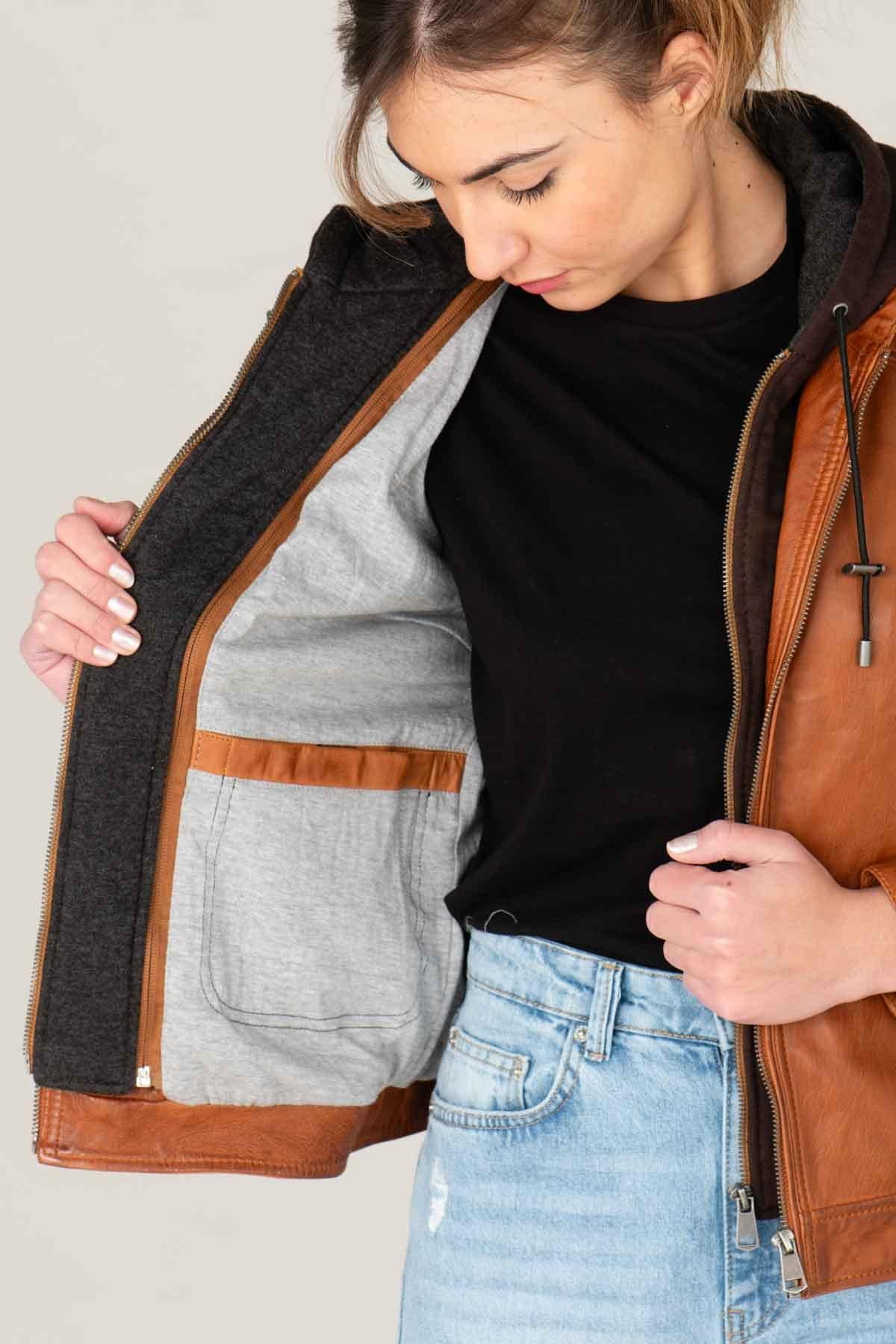 Damen Jacke Cityzen ISABELA HOOD COGNAC — Ansicht 5