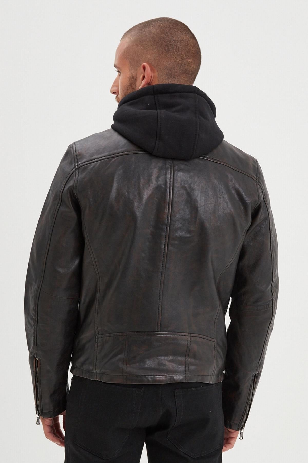 Blouson Homme Daytona WINSTONER SHEEP KANVAL BLACK/COGNAC — vue 4