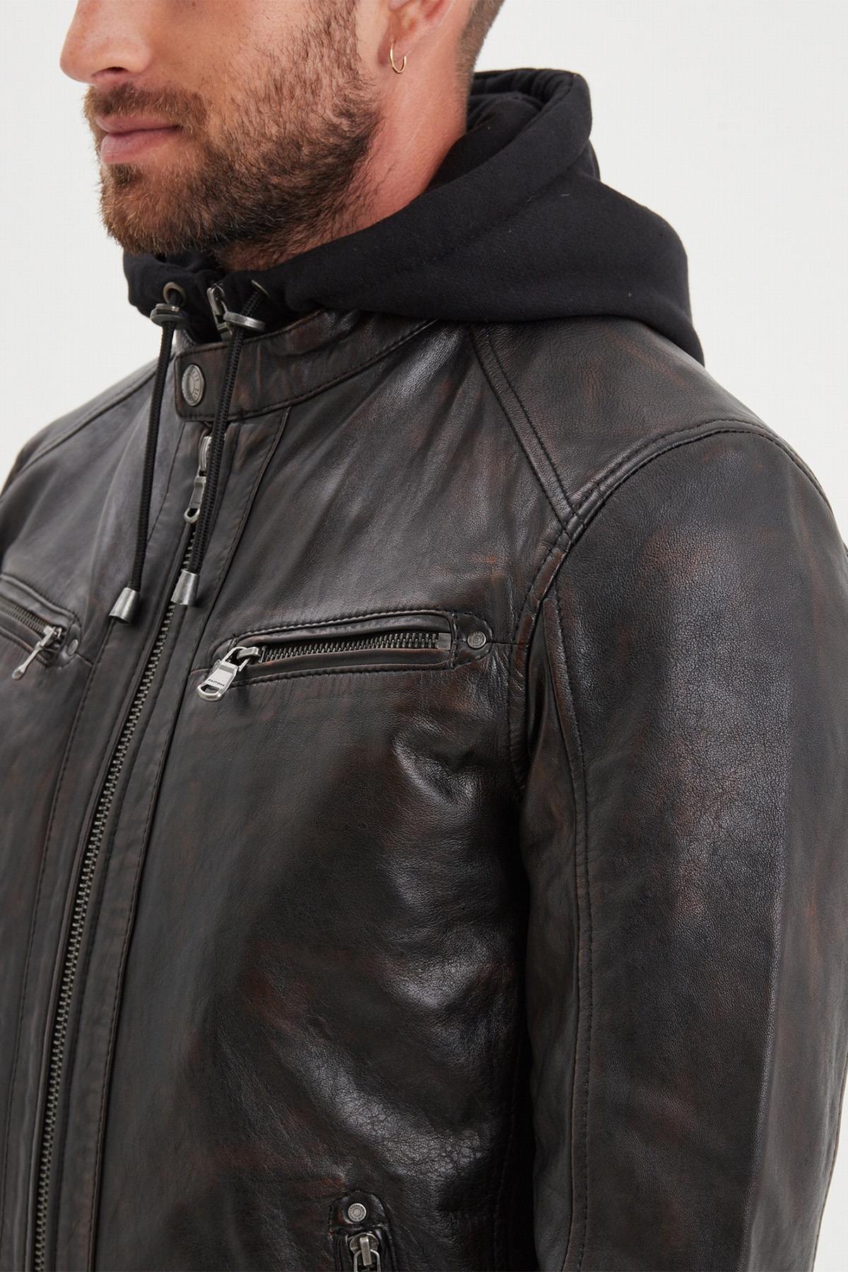 Blouson Homme Daytona WINSTONER SHEEP KANVAL BLACK/COGNAC — vue 5