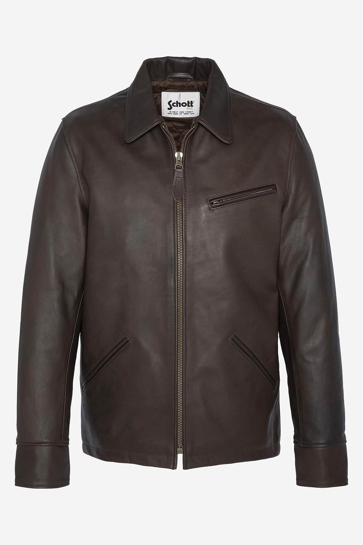 Giacche Uomo Schott LC9521D DARK BROWN — vista 8