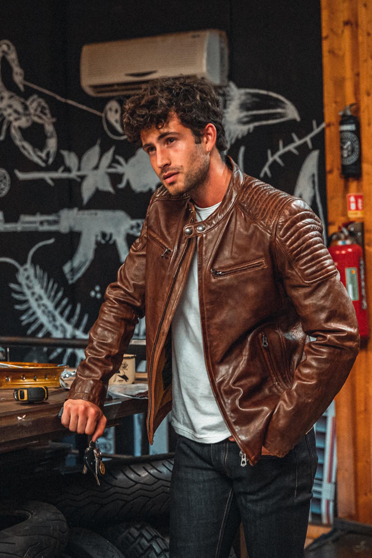 Giacche Uomo Daytona STIRLING LAMB PAOLO DARK COGNAC — vista 1