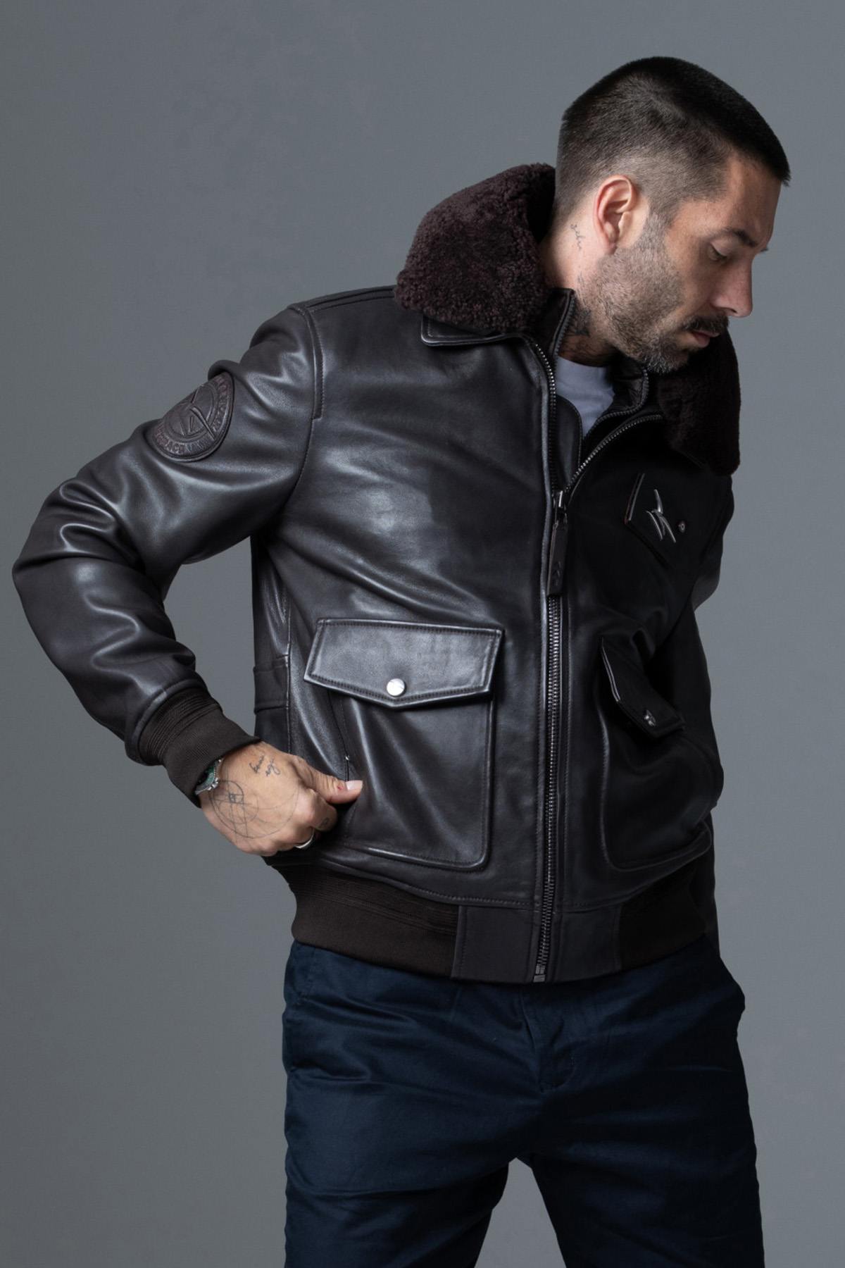 Giacche Uomo Armée De L'air Et De L'espace PILOT ATLAS BROWN — vista 10