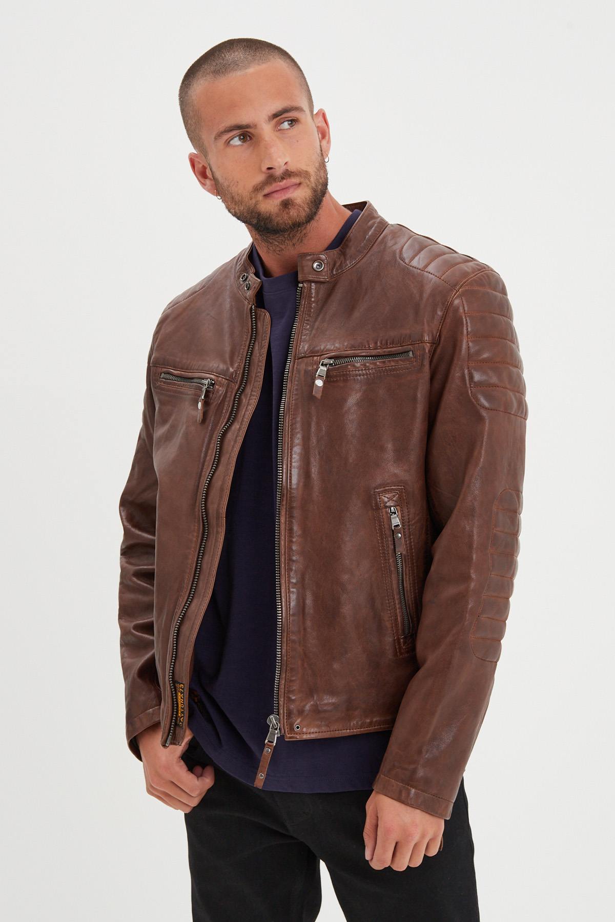 Blouson Homme Daytona CRUCES LAMB PAOLO DARK COGNAC — vue 1