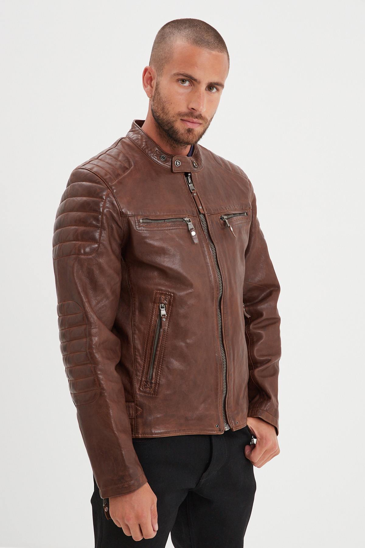 Blouson Homme Daytona CRUCES LAMB PAOLO DARK COGNAC — vue 3