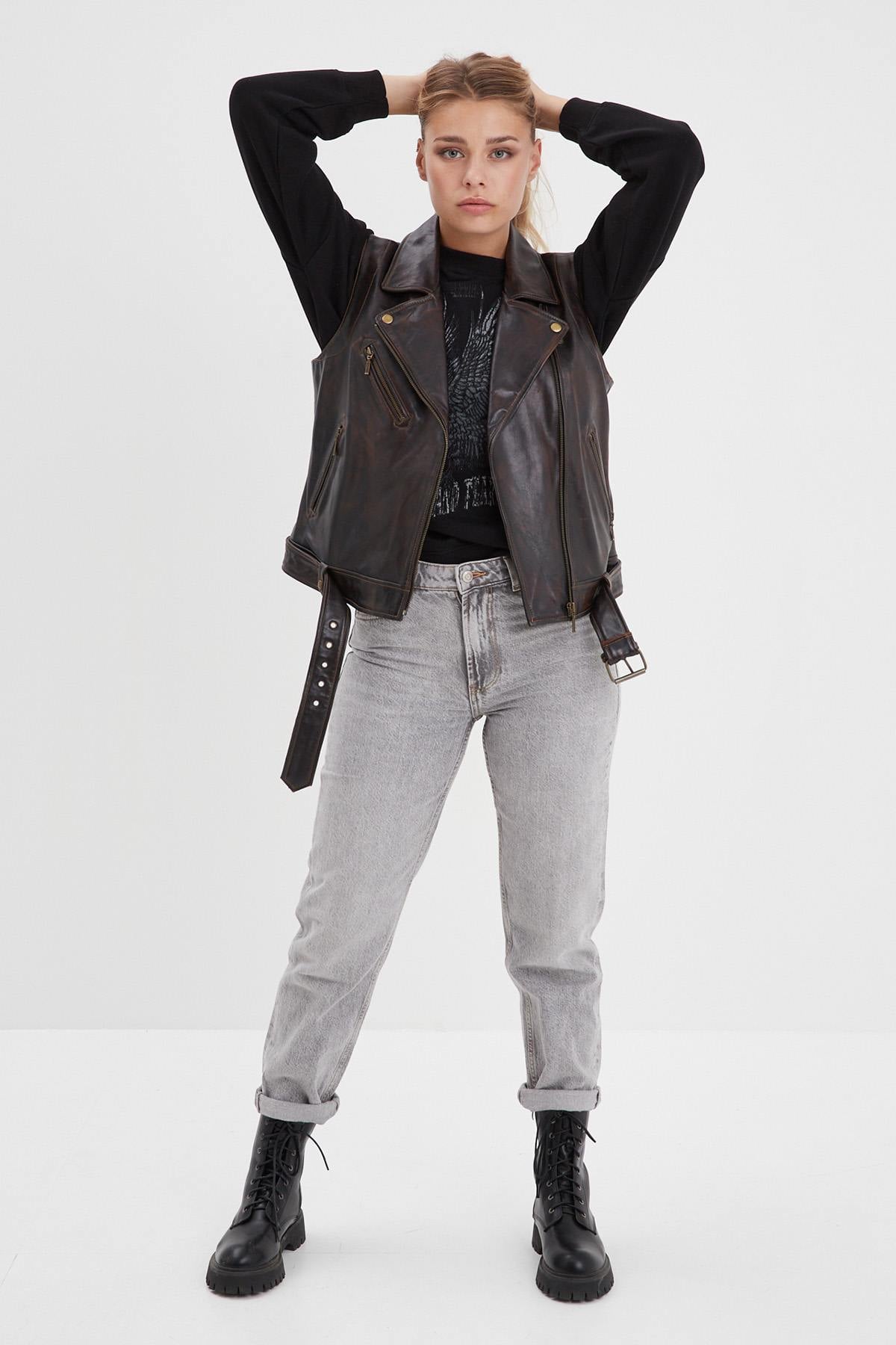 Damen Jacke Rose Garden MADELINE SHEEP VEG KANWAL WASHED BLACK COGNAC — Ansicht 2