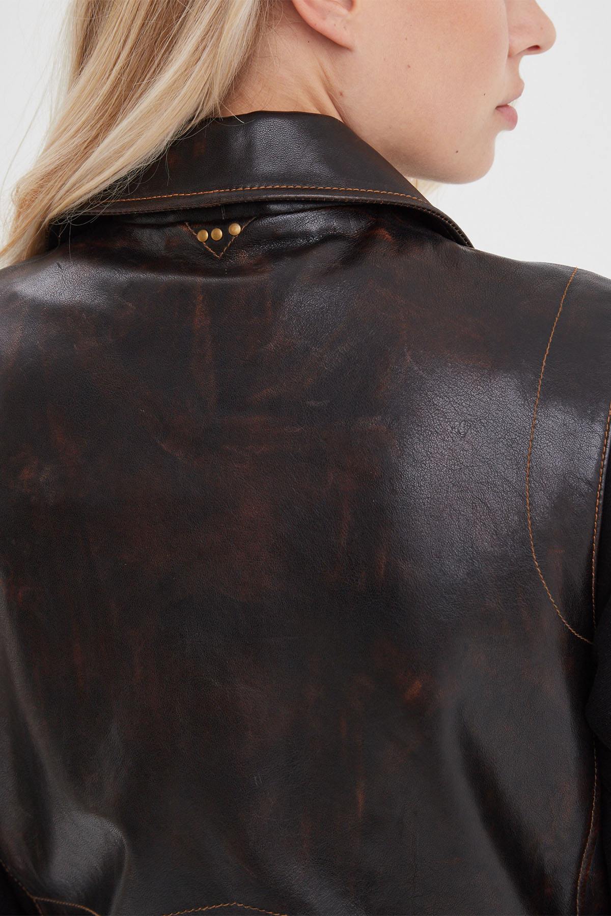 Damen Jacke Rose Garden MADELINE SHEEP VEG KANWAL WASHED BLACK COGNAC — Ansicht 6