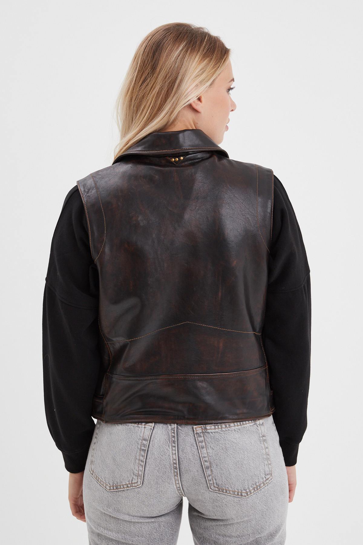 Damen Jacke Rose Garden MADELINE SHEEP VEG KANWAL WASHED BLACK COGNAC — Ansicht 5