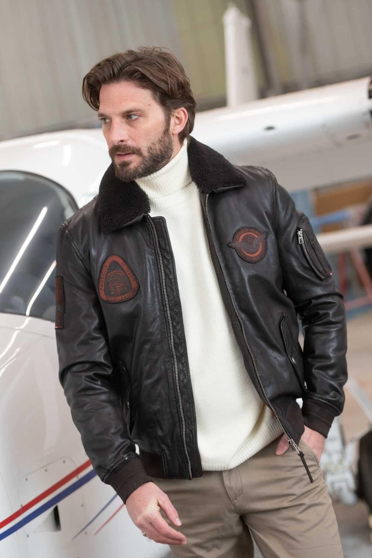 Giacche Uomo Patrouille De France BLOWER DITY DARK BROWN — vista 7