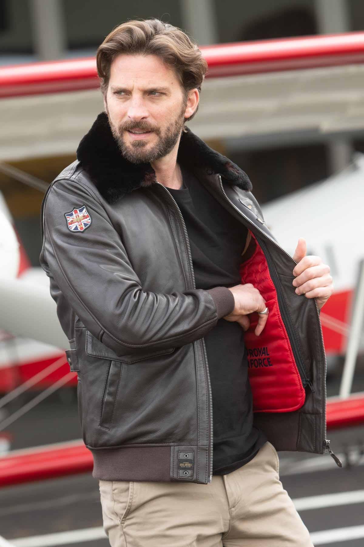 Chaqueta Hombre Royal Air Force BERLINER DARK BROWN — vista 2