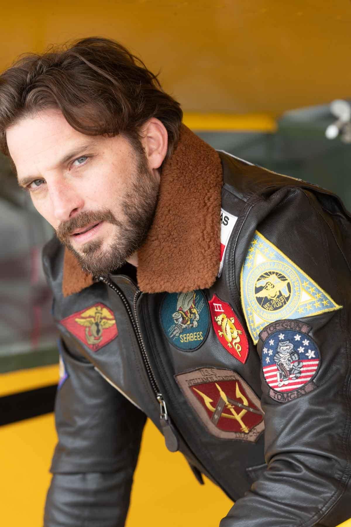 Giacche Uomo Top Gun TG-LEA-02 JACKET MEN BROWN — vista 2