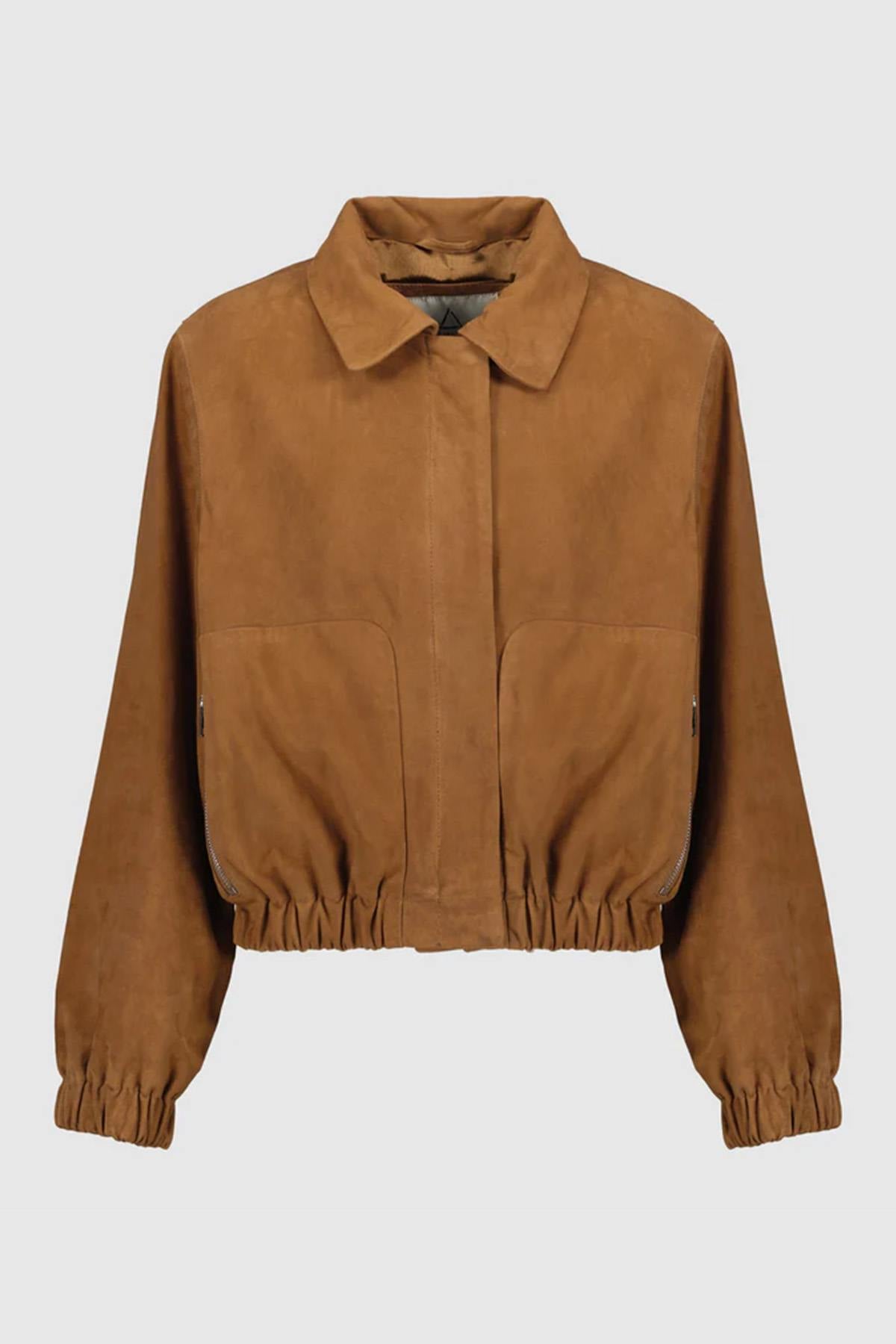 Damen Jacke Serge Pariente CLOTILDE GOAT SUEDE COGNAC — Ansicht 5