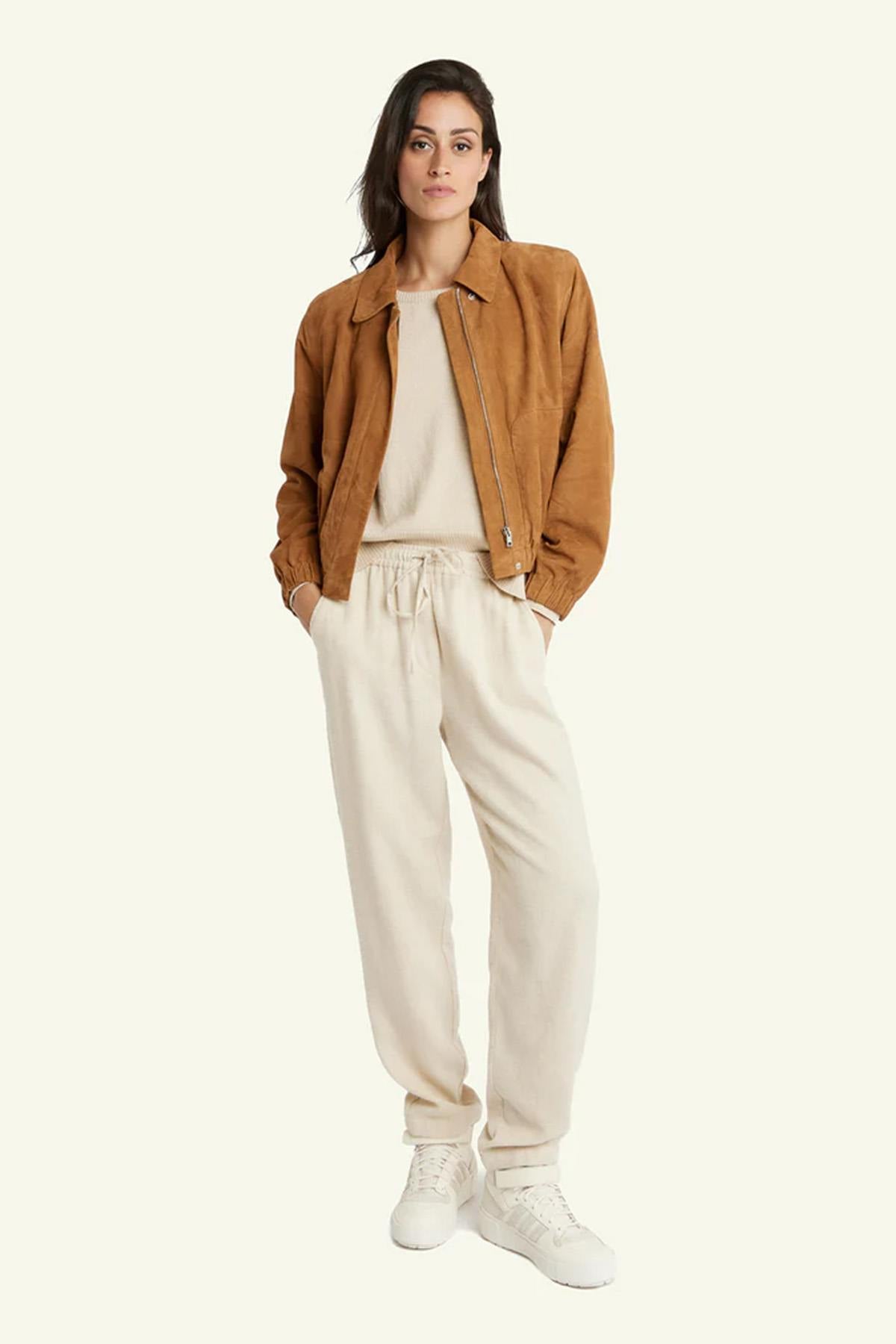 Damen Jacke Serge Pariente CLOTILDE GOAT SUEDE COGNAC — Ansicht 4