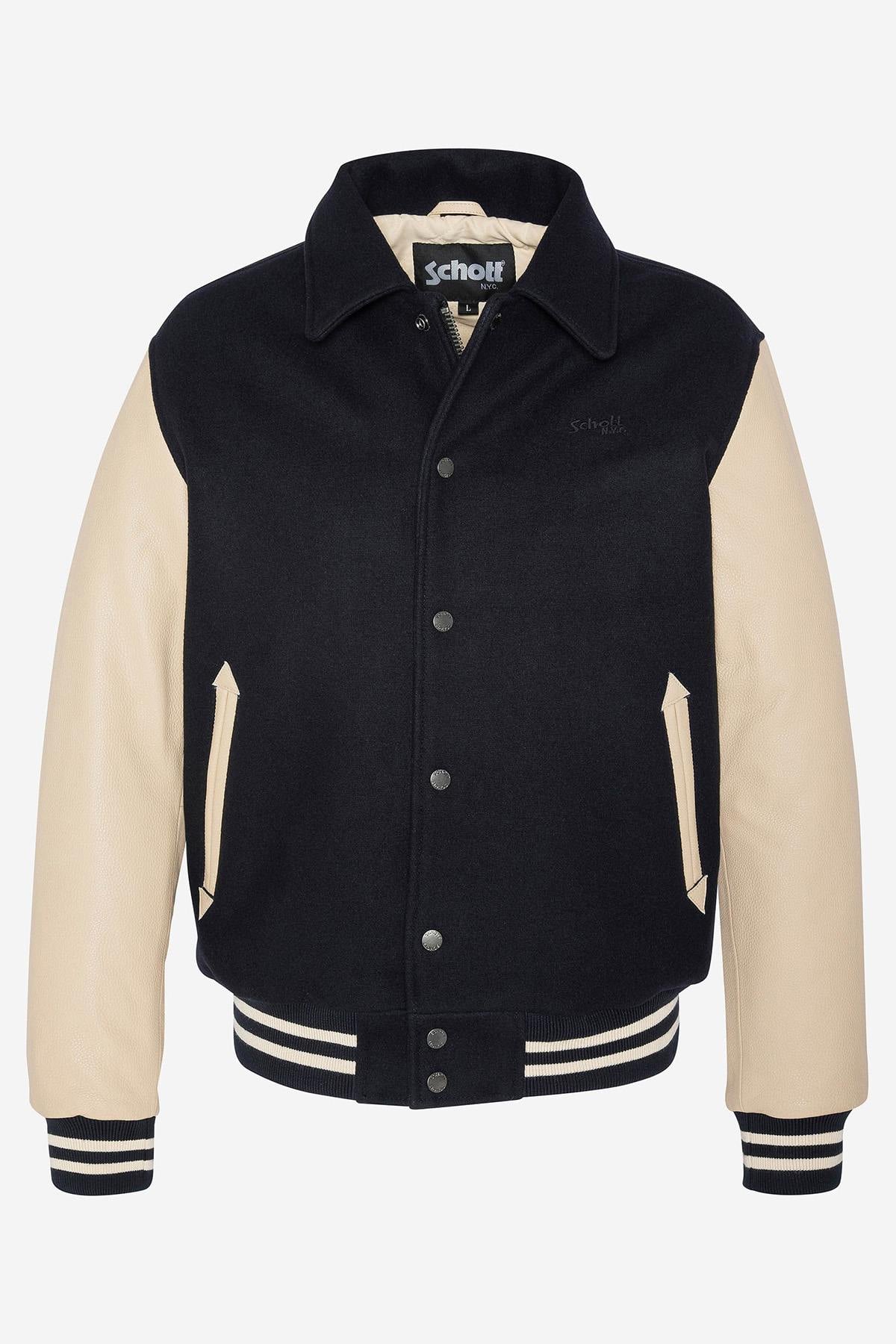 Giacche Uomo Schott LC8705 COLLAR NAVY / BEIGE — vista 1