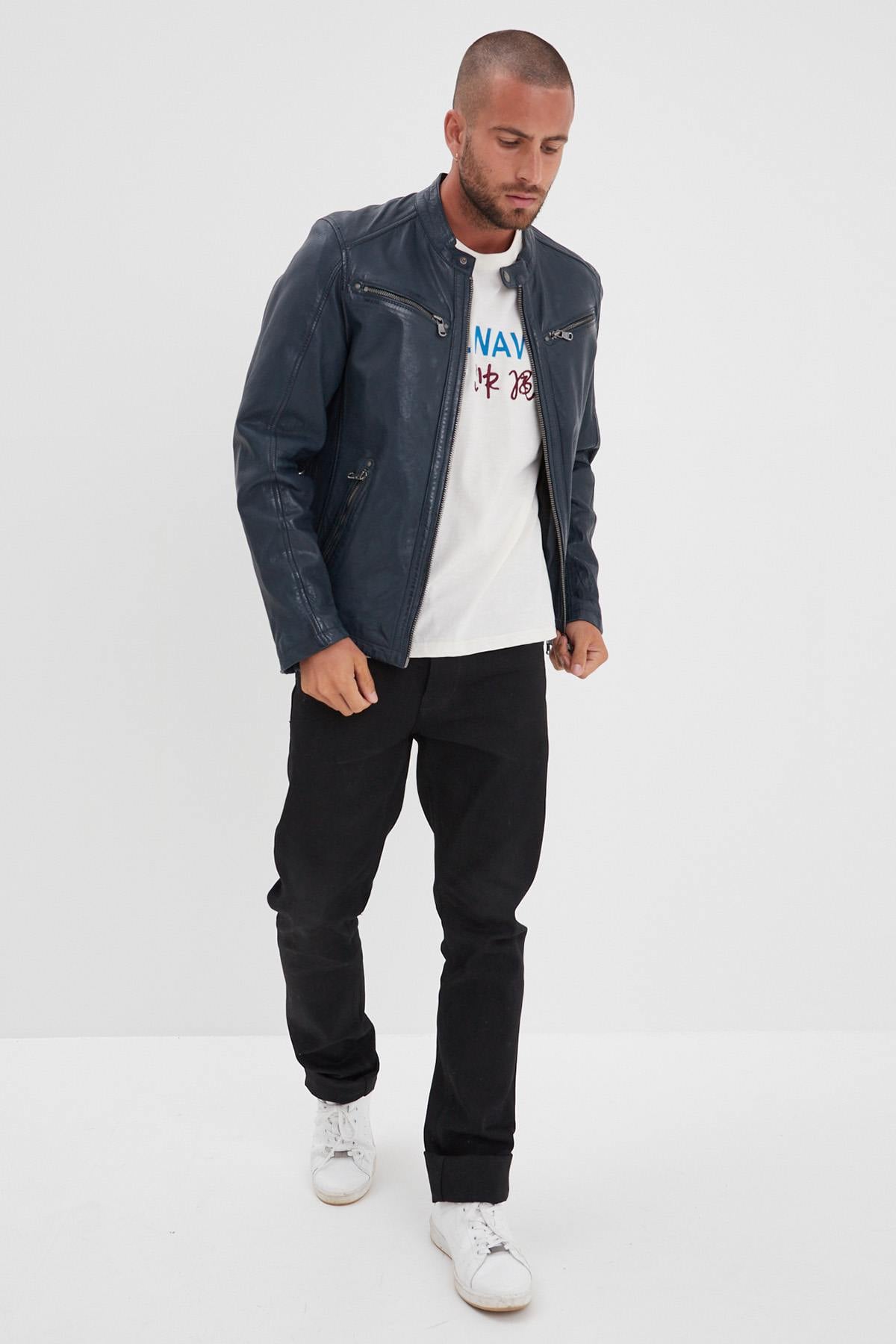 Giacche Uomo Daytona GAFINO LAMB VITA NAVY BLUE — vista 11