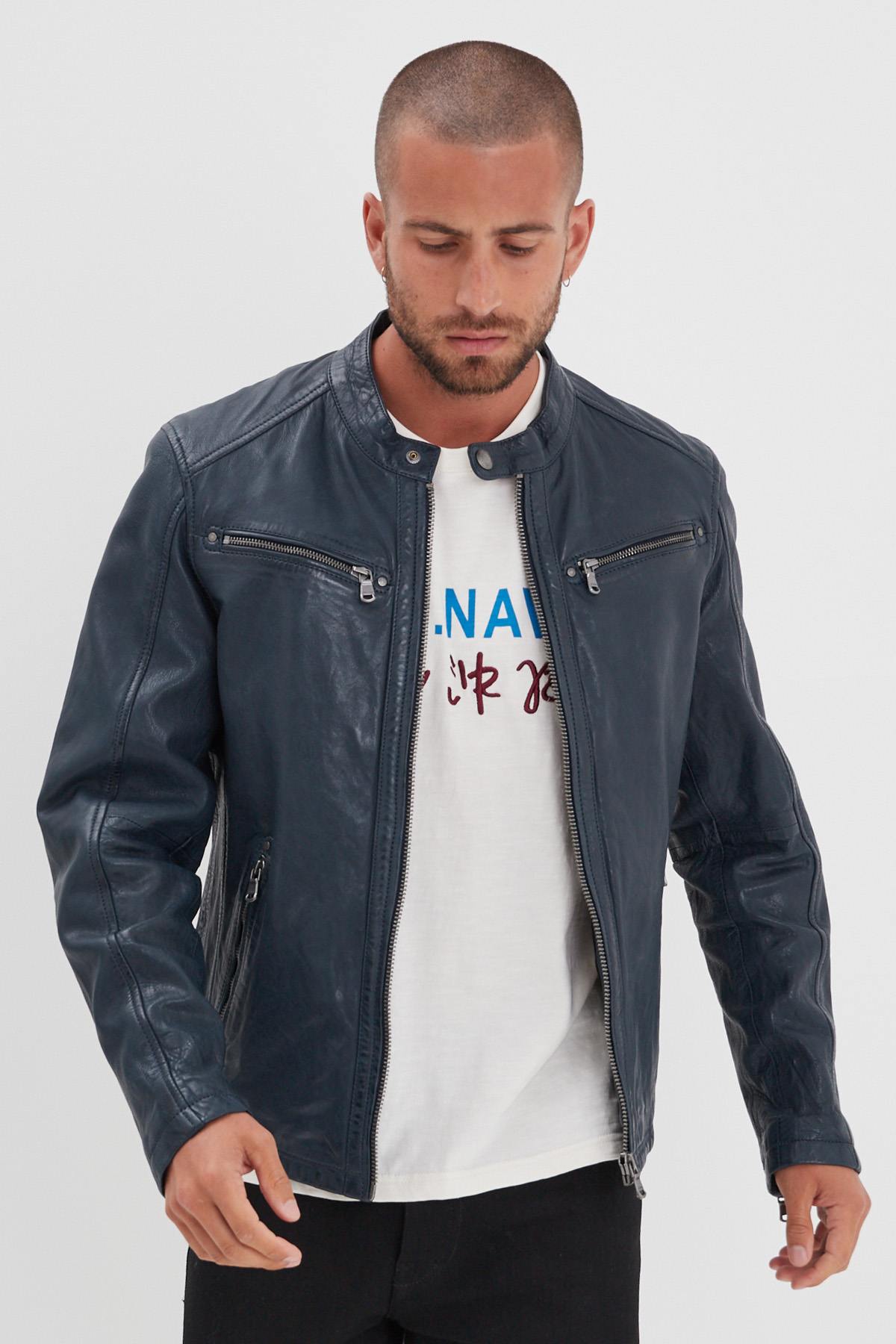 Giacche Uomo Daytona GAFINO LAMB VITA NAVY BLUE — vista 8